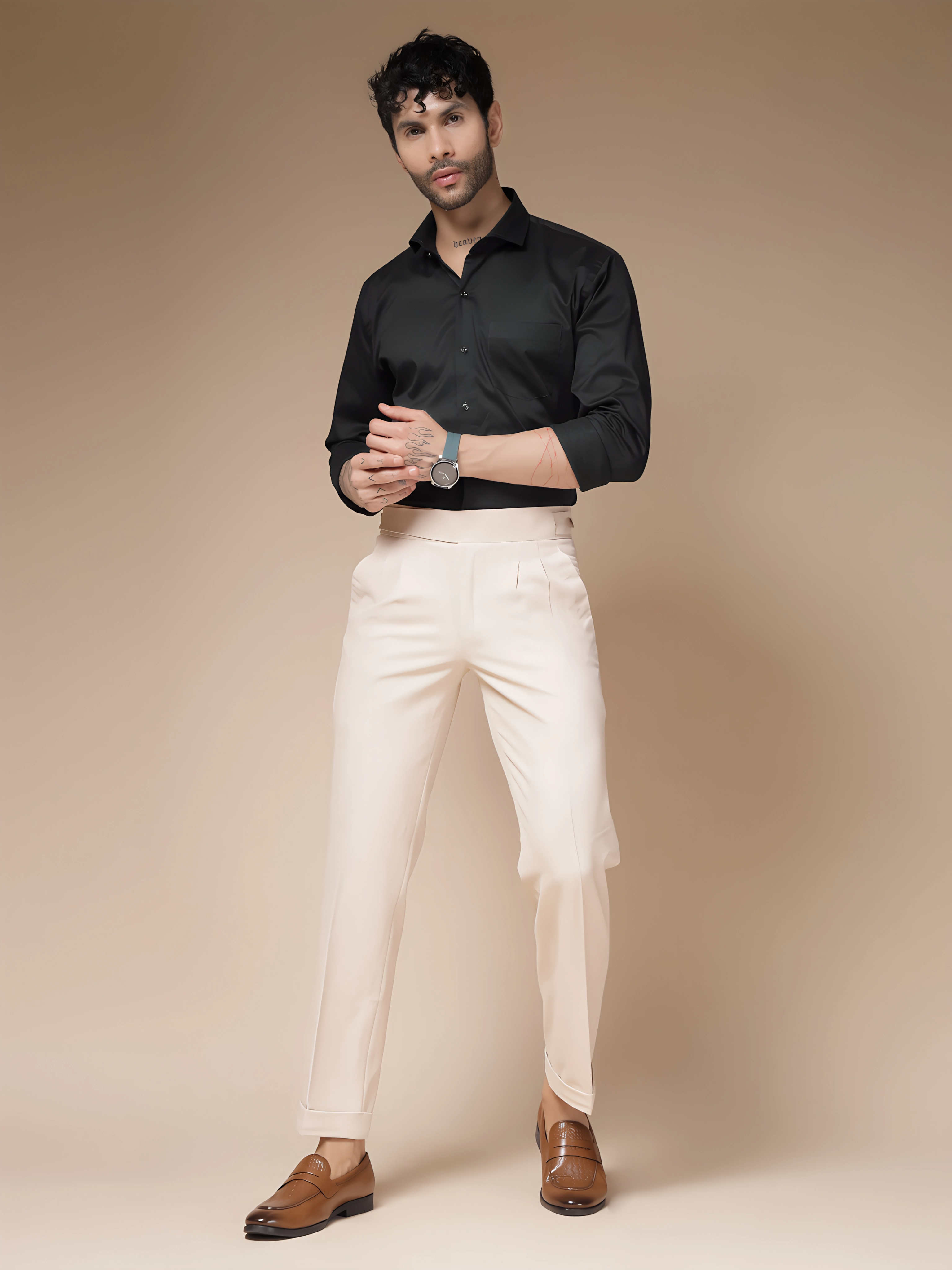 Beige Classic Buttoned Gurkha Pants by ITALIAN VEGA®