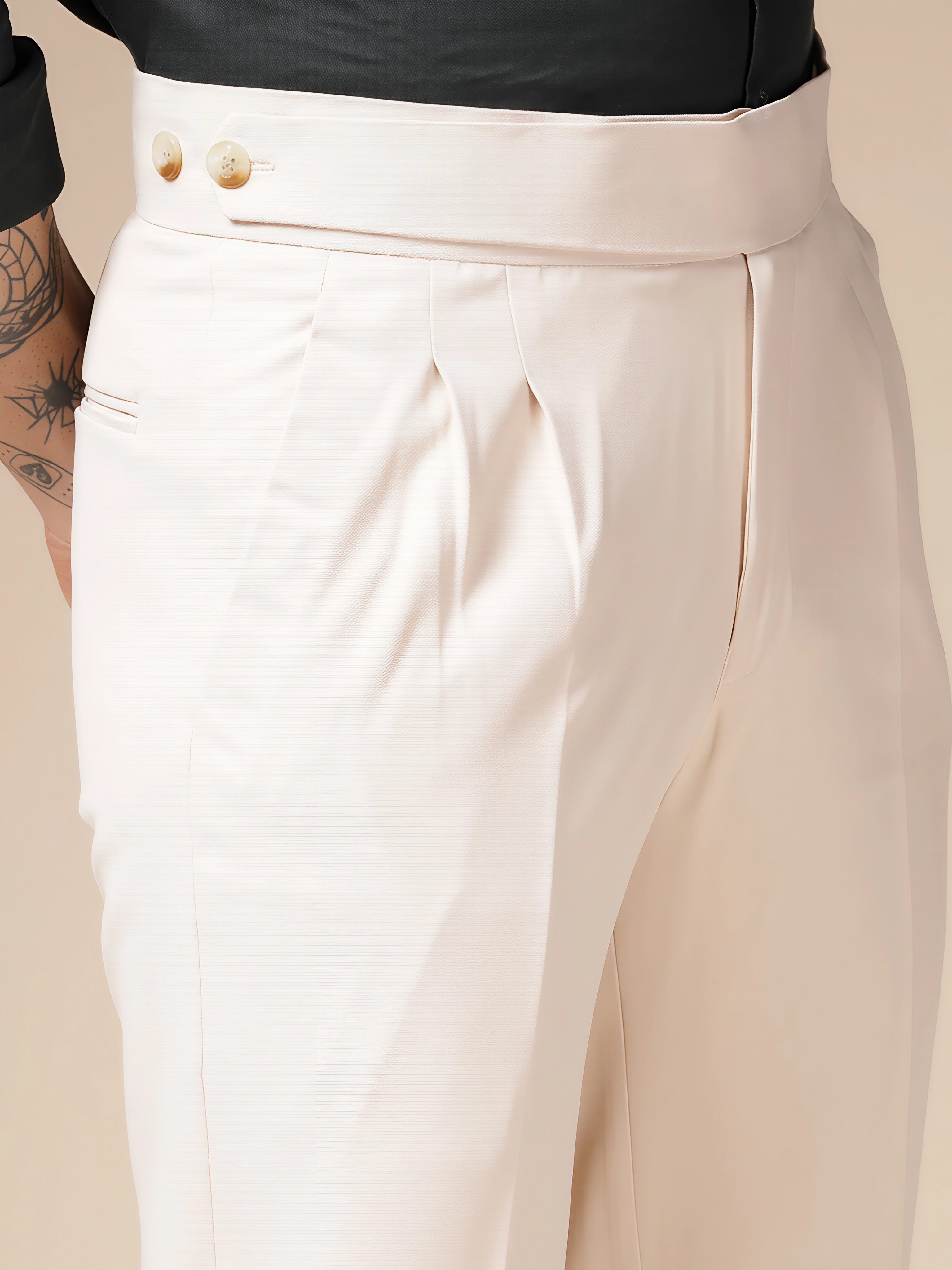 Beige Classic Buttoned Gurkha Pants by ITALIAN VEGA®