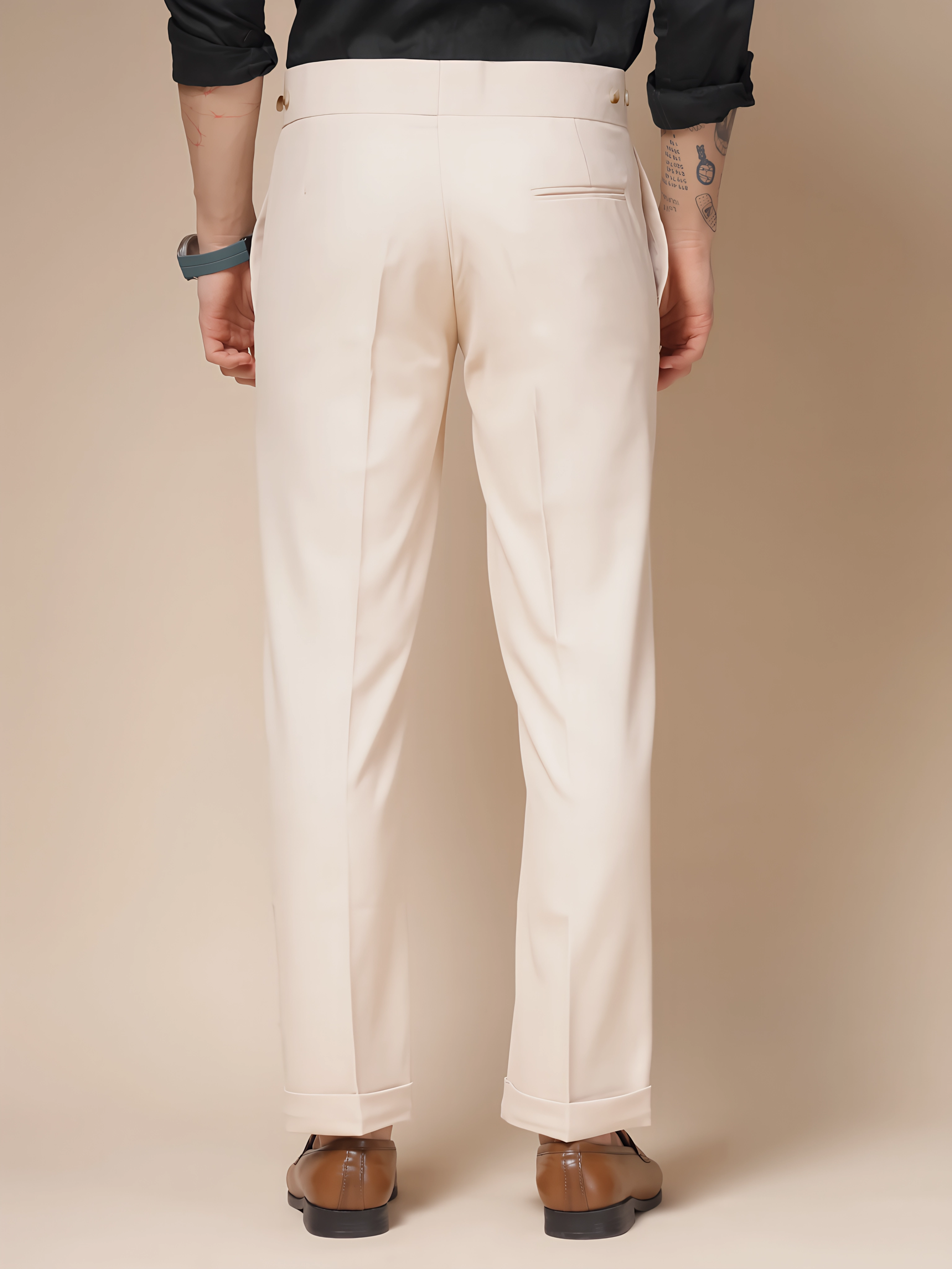 Beige Classic Buttoned Gurkha Pants by ITALIAN VEGA®