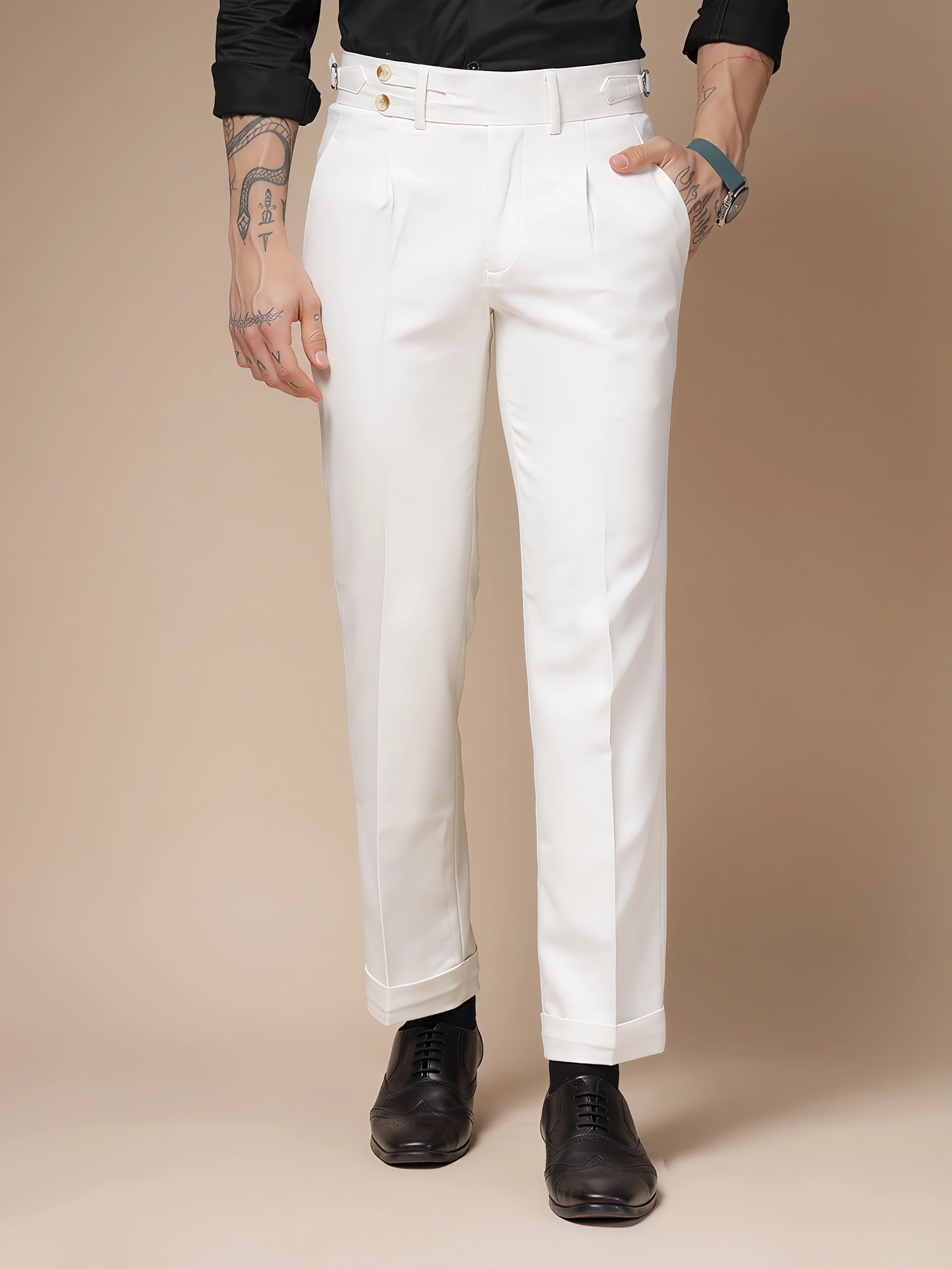 White Double Buttoned GURKHA PANTS by ITALIANVEGA™
