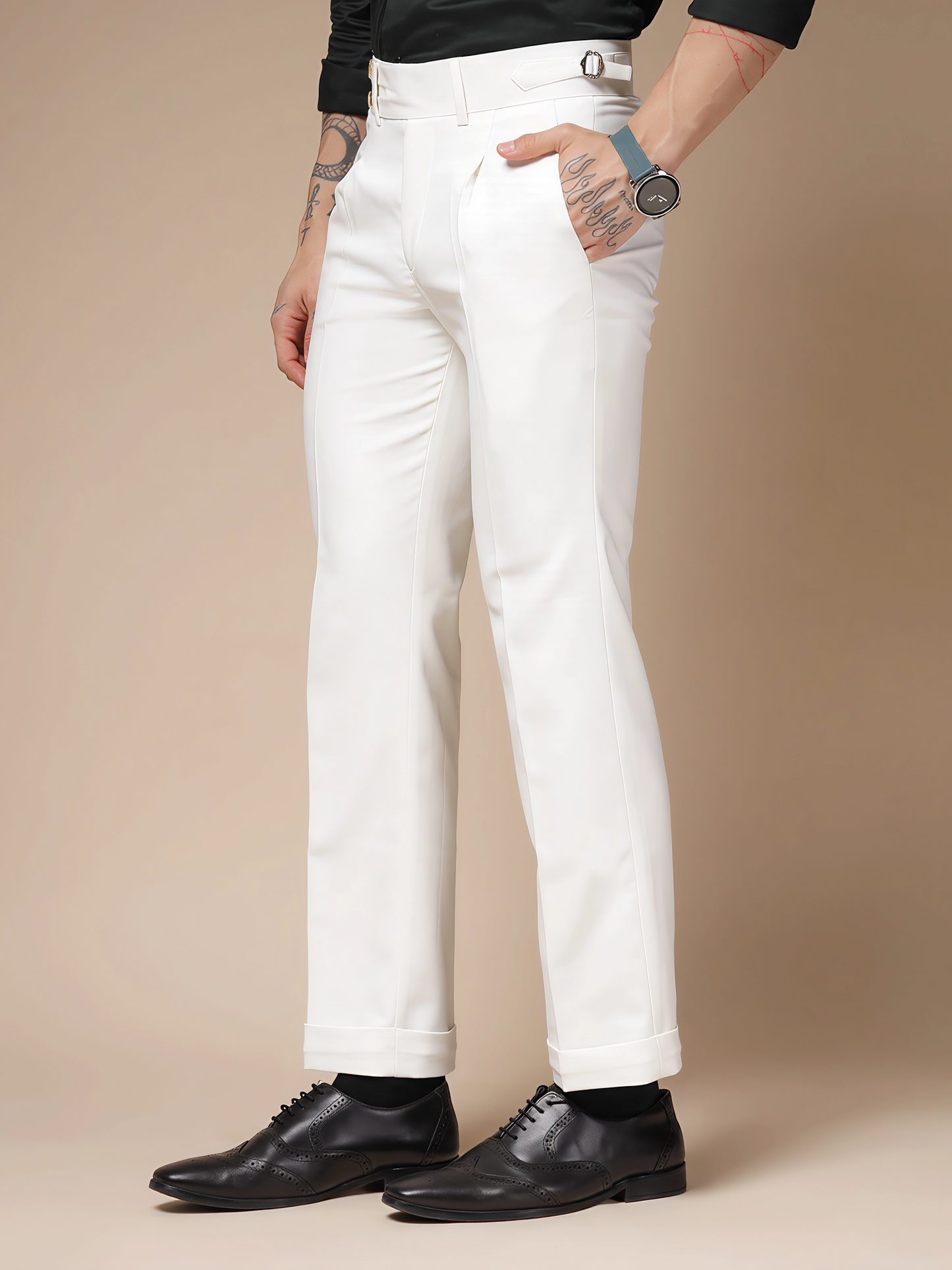 White Double Buttoned GURKHA PANTS by ITALIANVEGA™