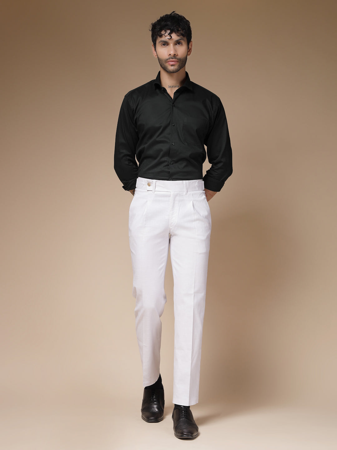 White Oxford Linen Gurkha Pants | Boot Cut Fit by ITALIAN VEGA®