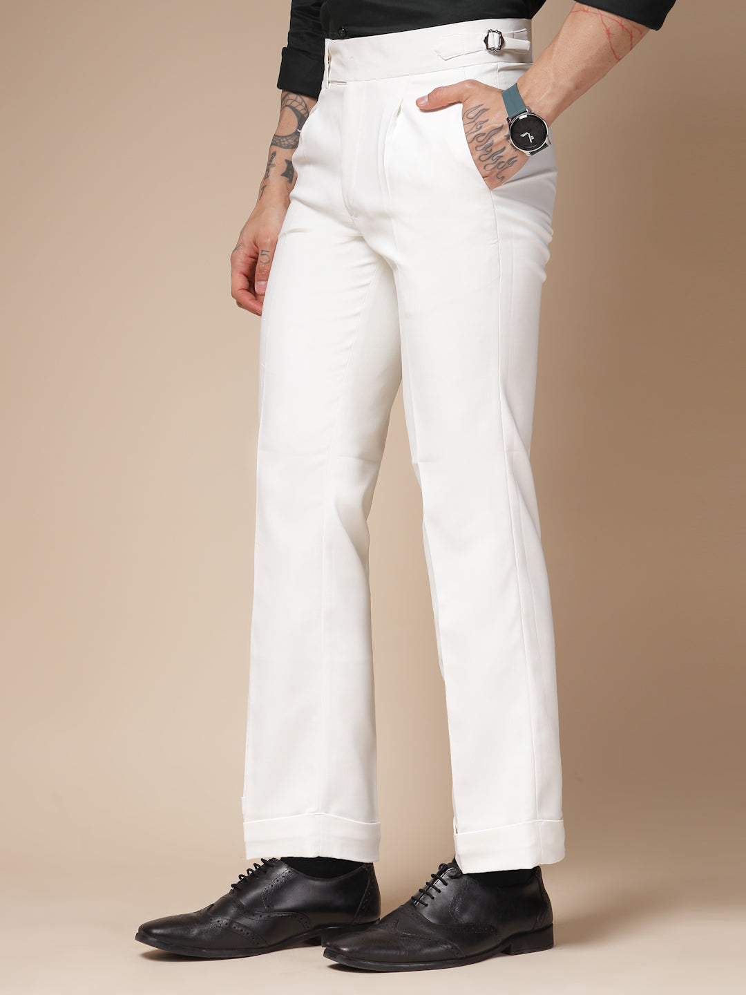 White Italian Elegant Gurkha Trousers by ITALIAN VEGA®