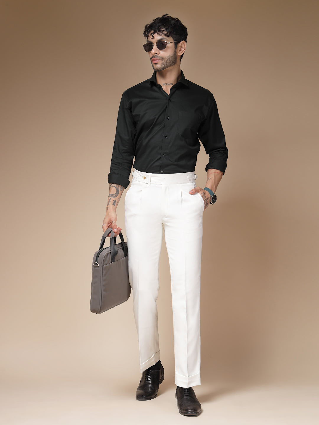 White Italian Elegant Gurkha Trousers by ITALIAN VEGA®