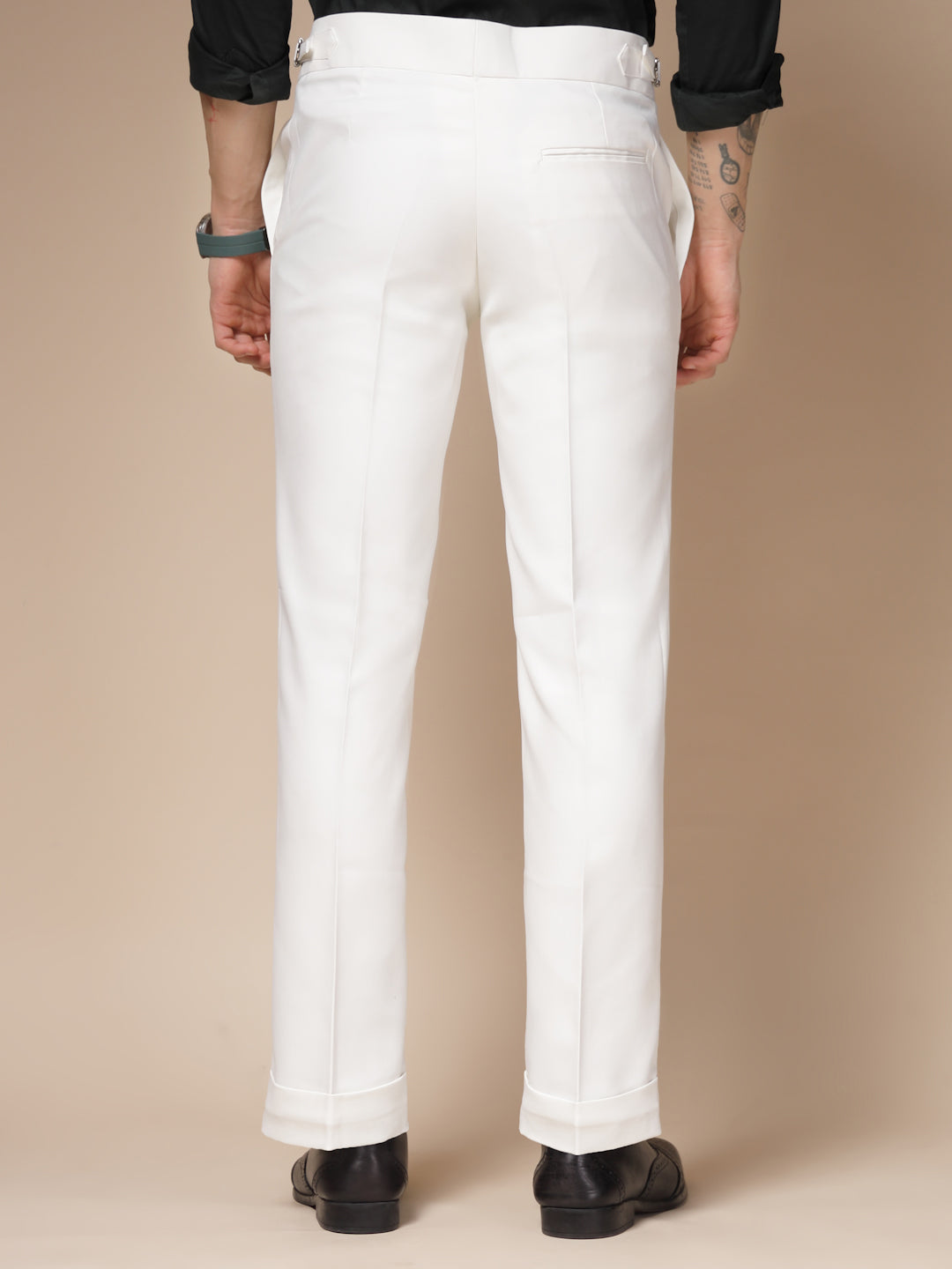 White Italian Elegant Gurkha Trousers by Italian Vega®