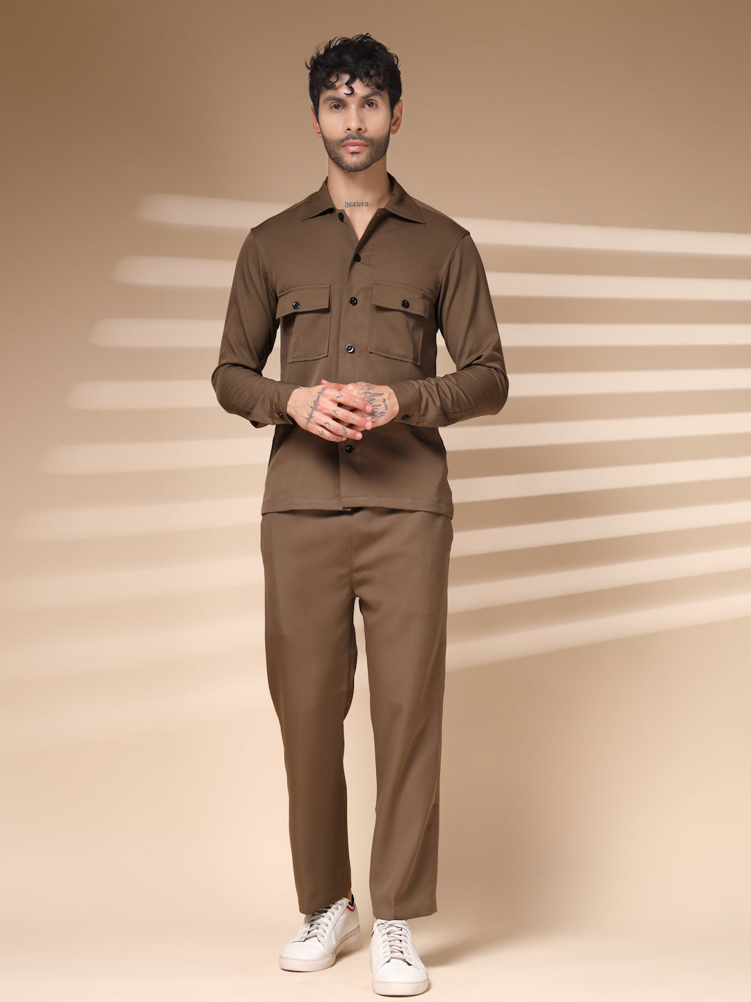 Camel Men's Buttoned Co-ord Set by Italian Vega®