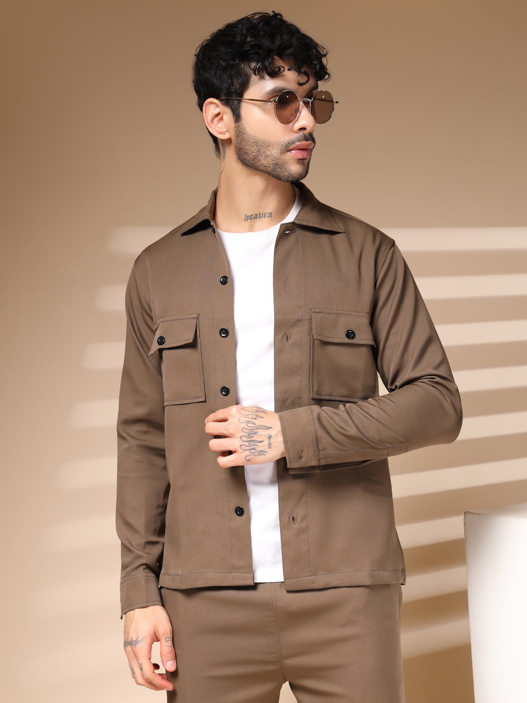 Camel Men's Buttoned Co-ord Set by Italian Vega®