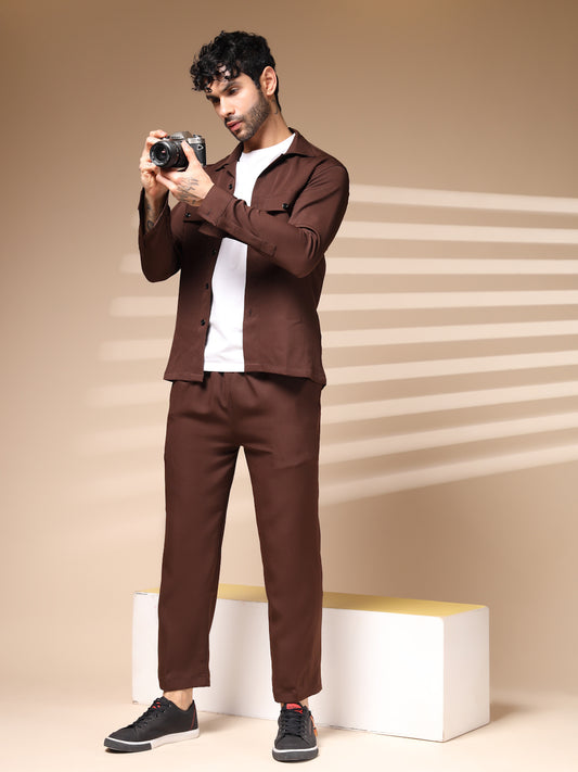 Brown Men's Buttoned Co-ord Set by Italian Vega®