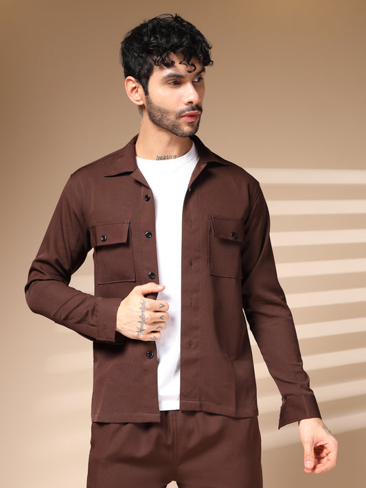 Brown Men's Buttoned Co-ord Set by Italian Vega®