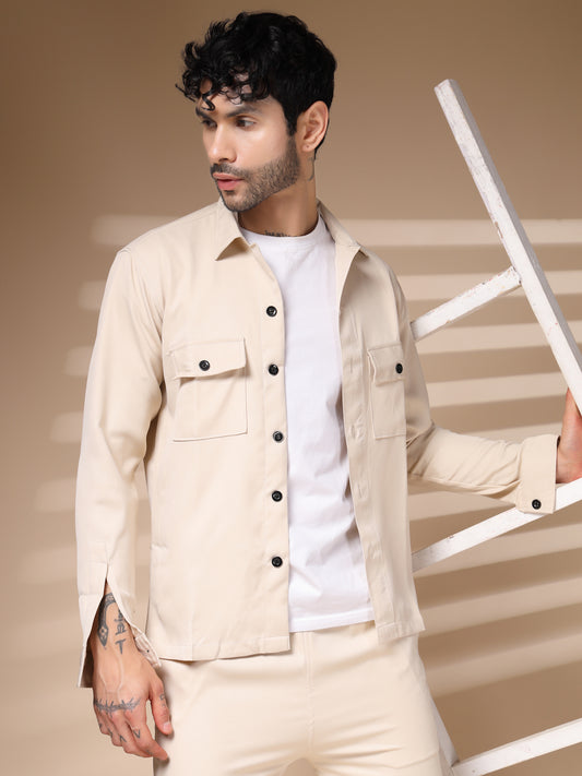 Cream Men's Buttoned Co-ord Set by Italian Vega®