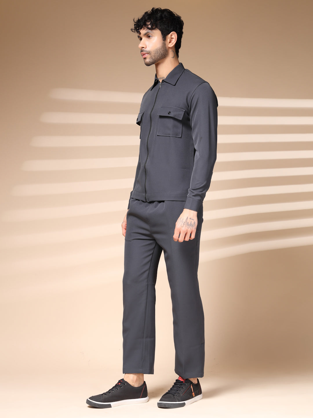 Elephant Grey Men's Zipper Co-ord Set by Italian Vega®