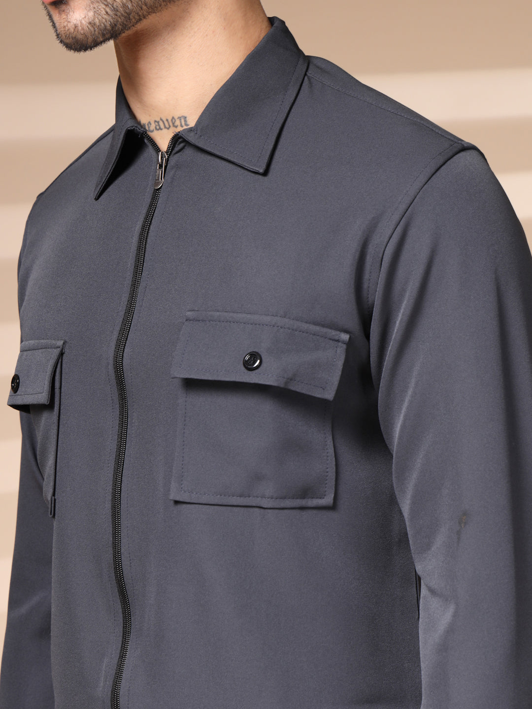 Elephant Grey Men's Zipper Co-ord Set by Italian Vega®