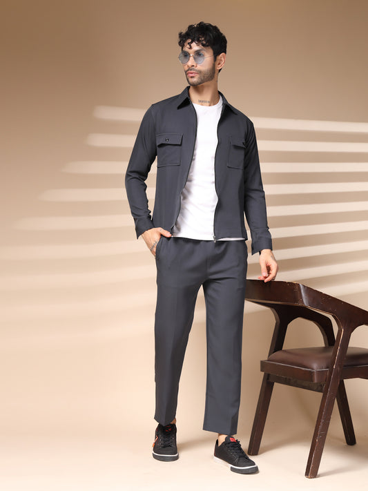 Grey Men's Zipper Co-ord Set by Italian Vega
