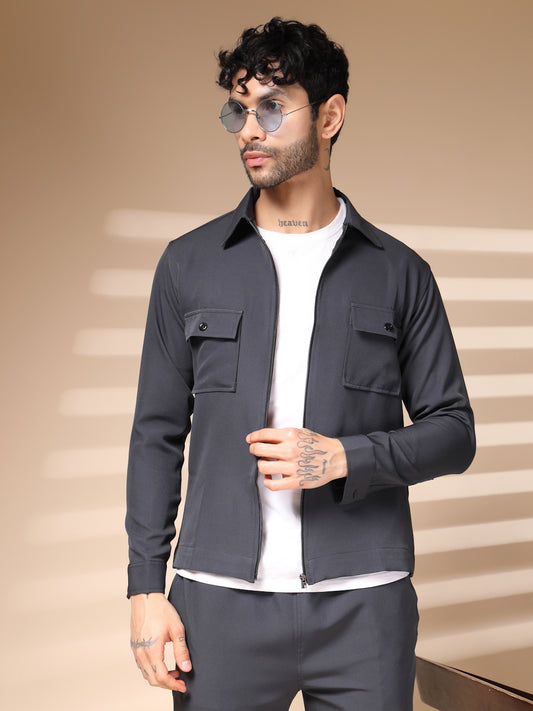 Grey Men's Zipper Co-ord Set by Italian Vega