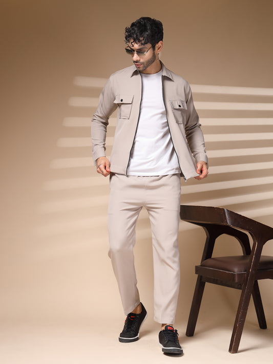 Beige Men's Zipper Co-ord Set by Italian Vega®