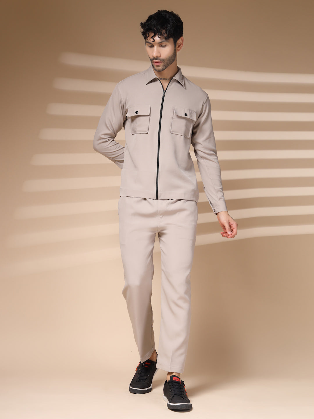 Beige Men's Zipper Co-ord Set by Italian Vega®
