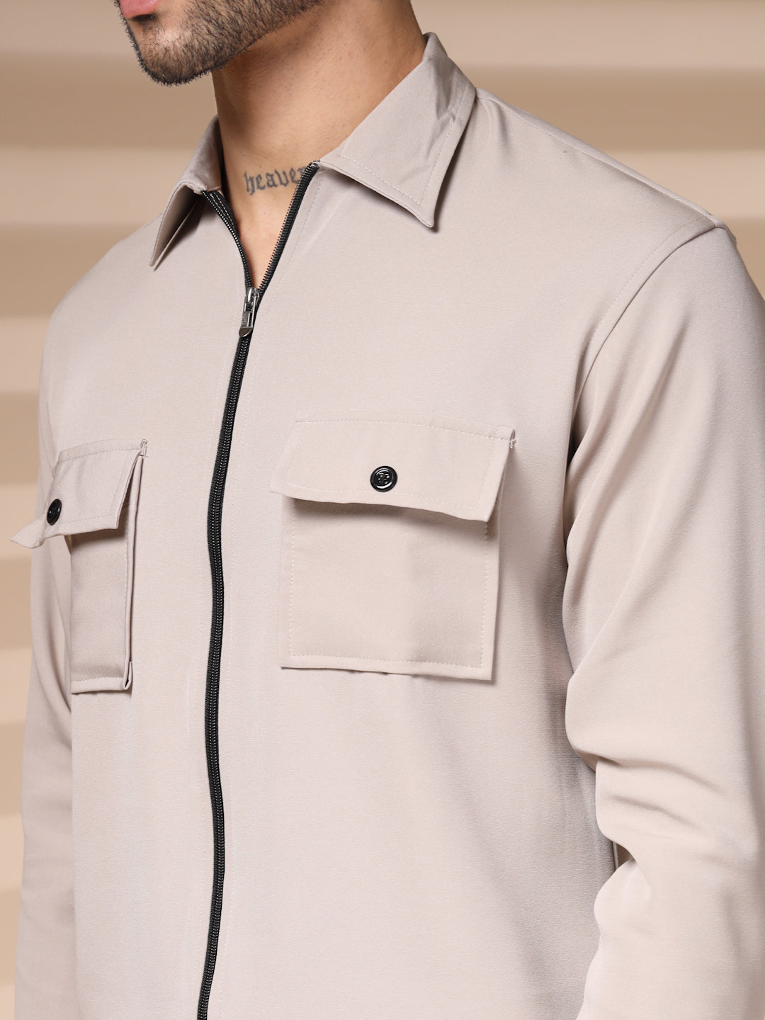 Beige Men's Zipper Co-ord Set by Italian Vega®