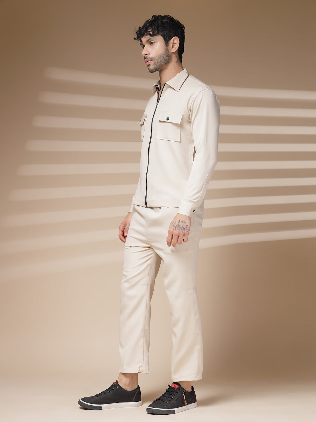 Beige Men's Zipper Co-ord Set by Italian Vega®