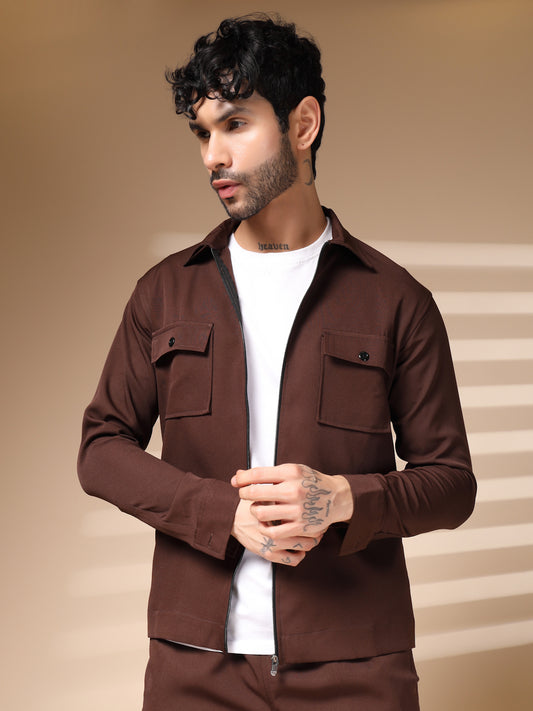 Brown Men's Zipper Co-ord Set by Italian Vega®