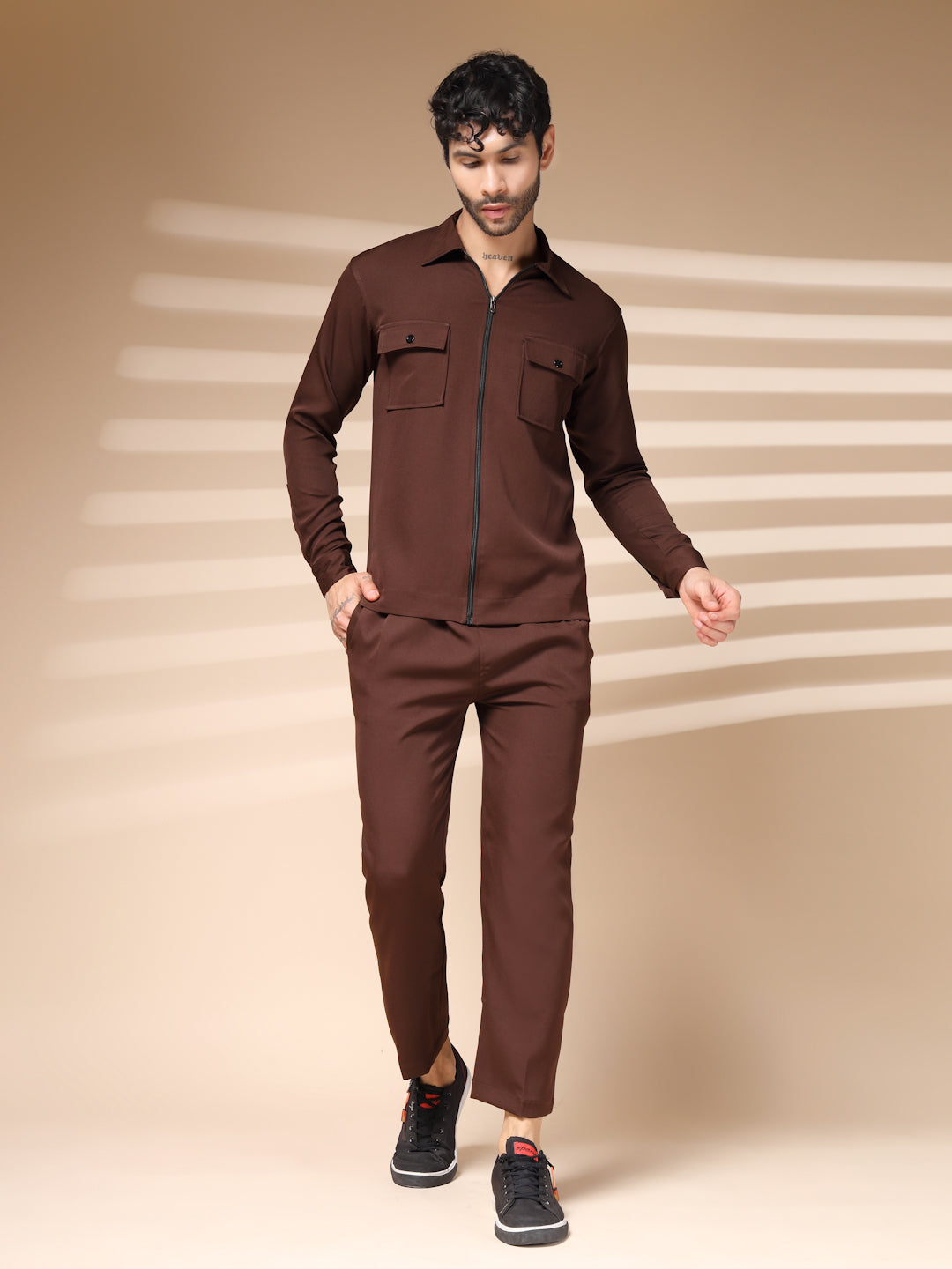 Brown Men's Zipper Co-ord Set by Italian Vega®