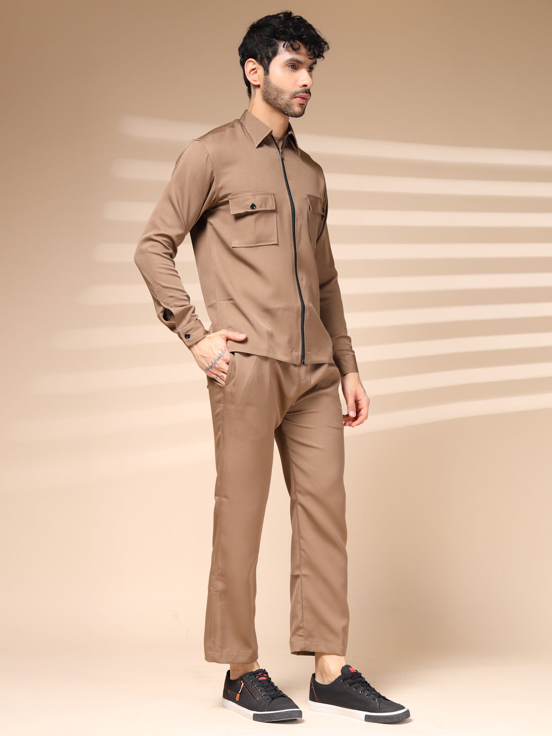 Camel Men's Zipper Co-ord Set by Italian Vega®