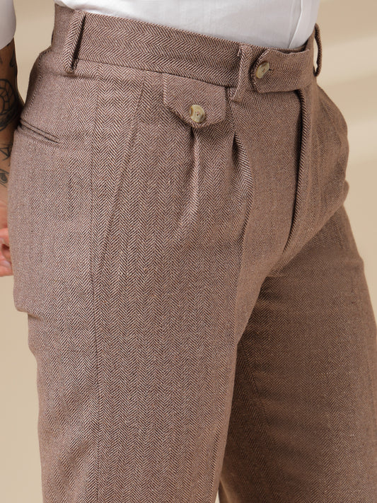 Khakhi Signature Flap Herringbone Gurkha Pants | Boot Cut Fit by Italian Vega®