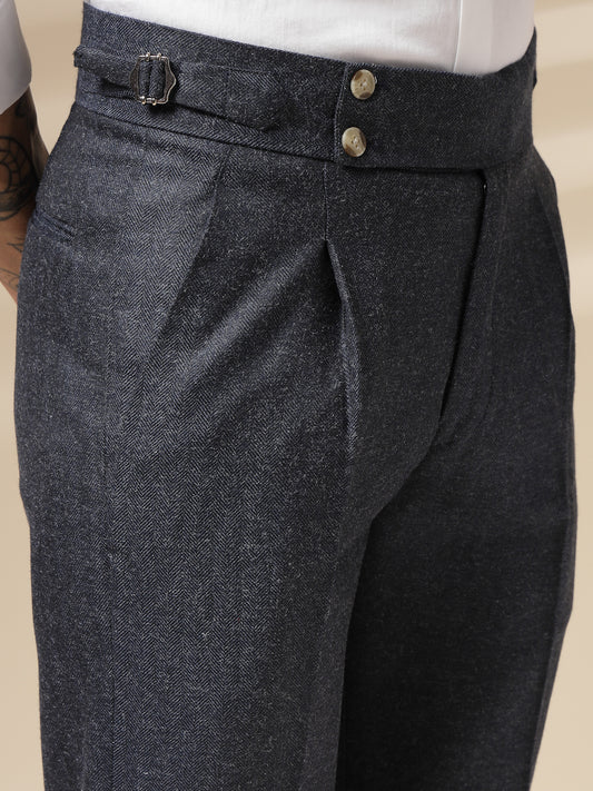 Navy Signature Buttoned Herringbone Gurkha Pants | Boot Cut Fit by Italian Vega®