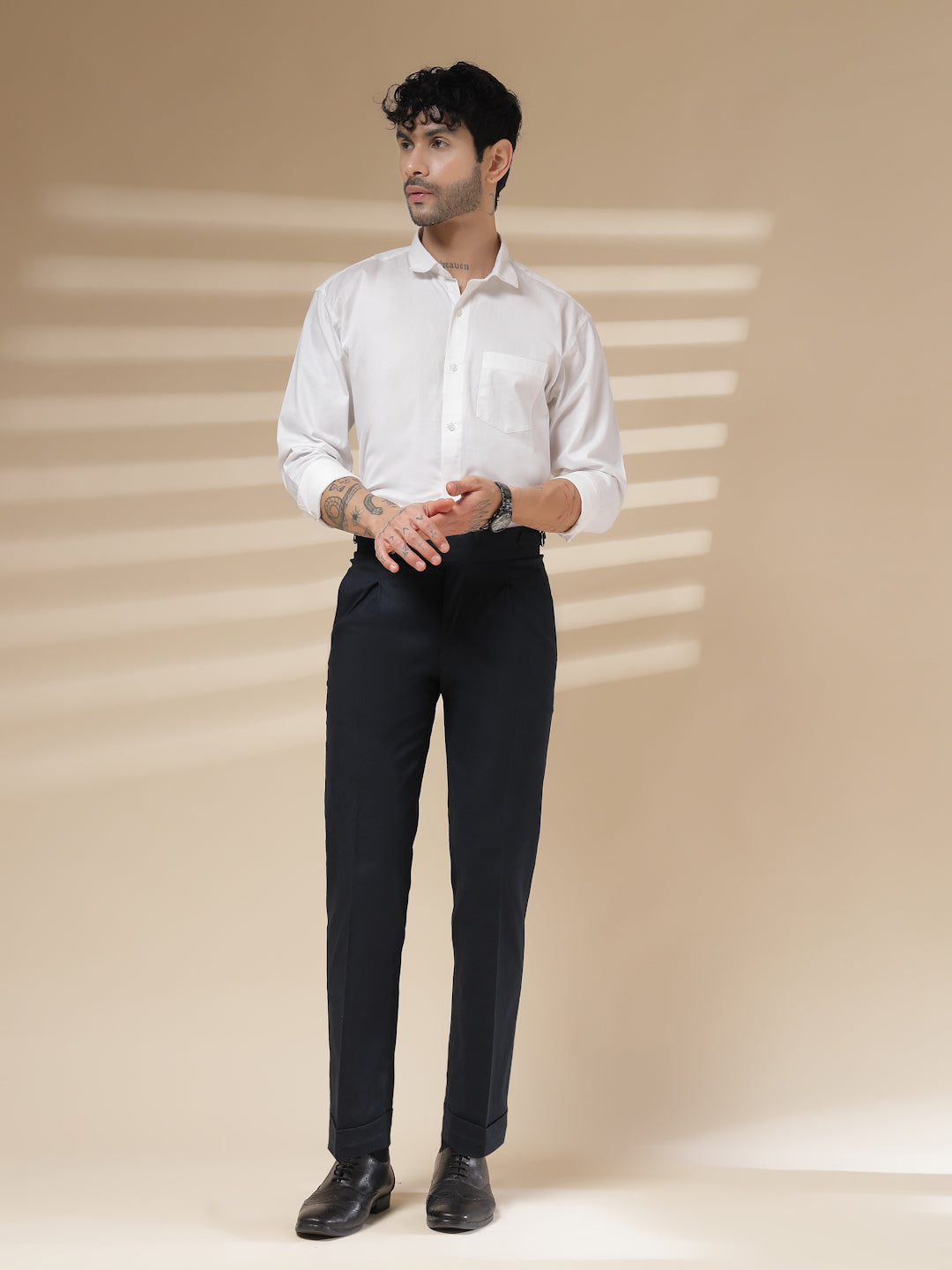 Navy Signature Buttoned Linen Gurkha Pants | Boot Cut Fit by ITALIAN VEGA®