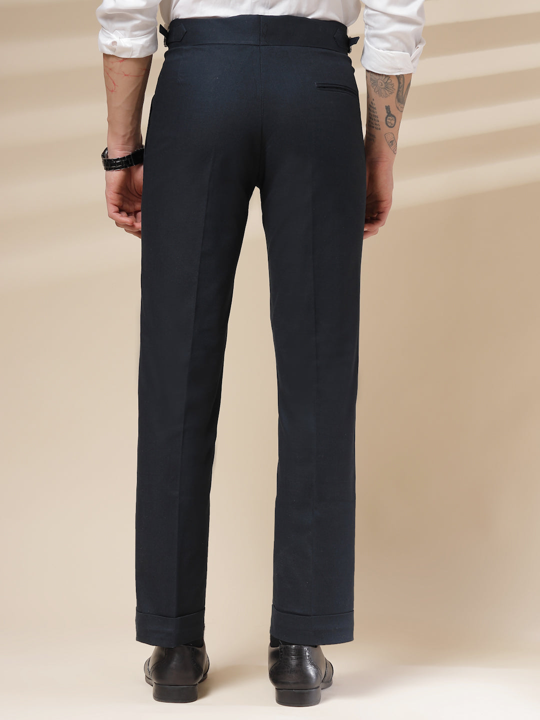 Navy Signature Buttoned Linen Gurkha Pants | Boot Cut Fit by ITALIAN VEGA®