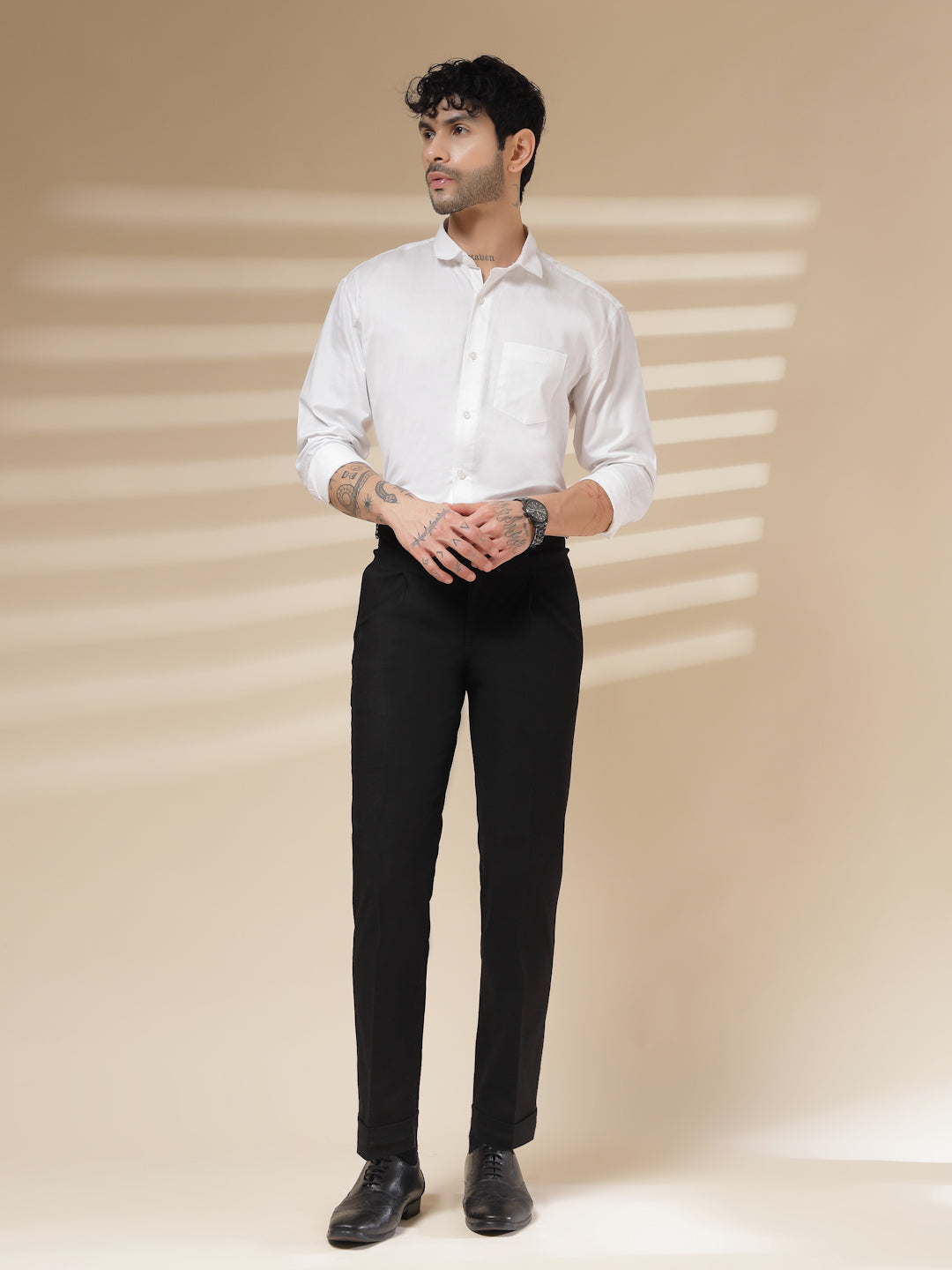 Black Signature Buttoned Linen Gurkha Pants | Boot Cut Fit by ITALIAN VEGA®
