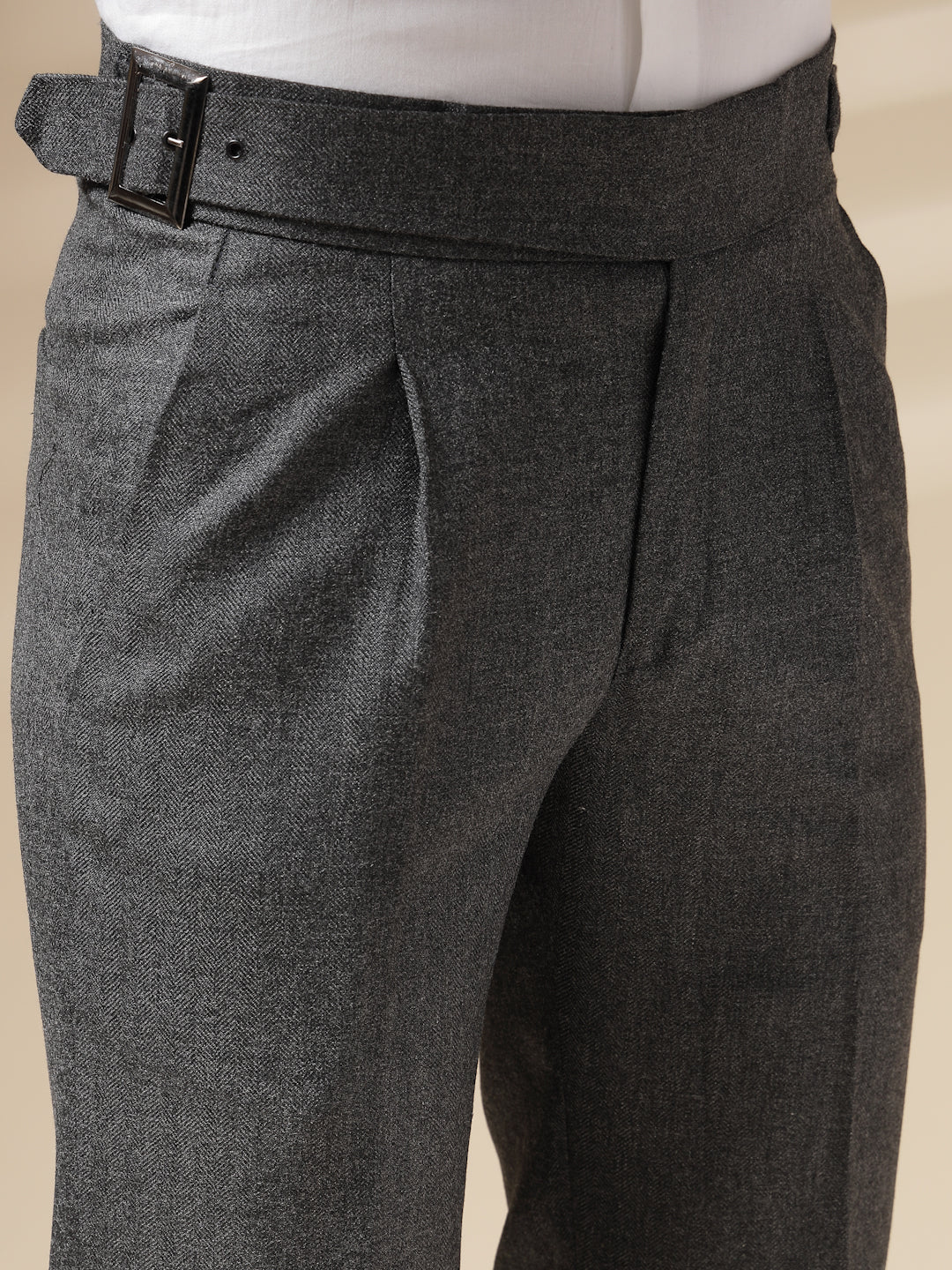 Grey Exotic Herringbone Gurkha Pants | Boot Cut Fit by ITALIAN VEGA®