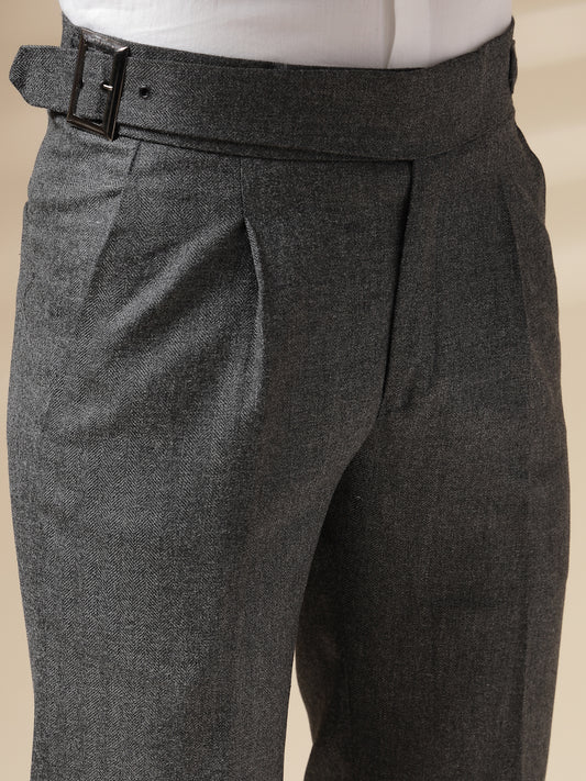 Grey Exotic Herringbone Gurkha Pants | Boot Cut Fit by Italian Vega®