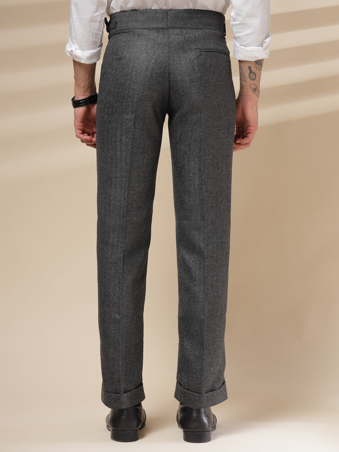 Grey Exotic Herringbone Gurkha Pants | Boot Cut Fit by ITALIAN VEGA®