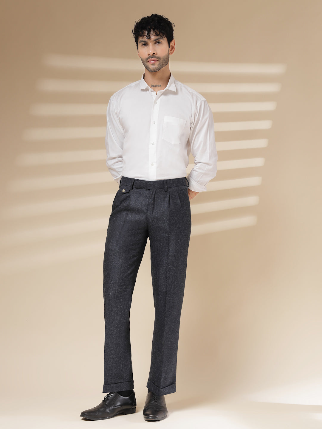 Navy Signature Flap Herringbone Gurkha Pants | Boot Cut Fit by ITALIAN VEGA®