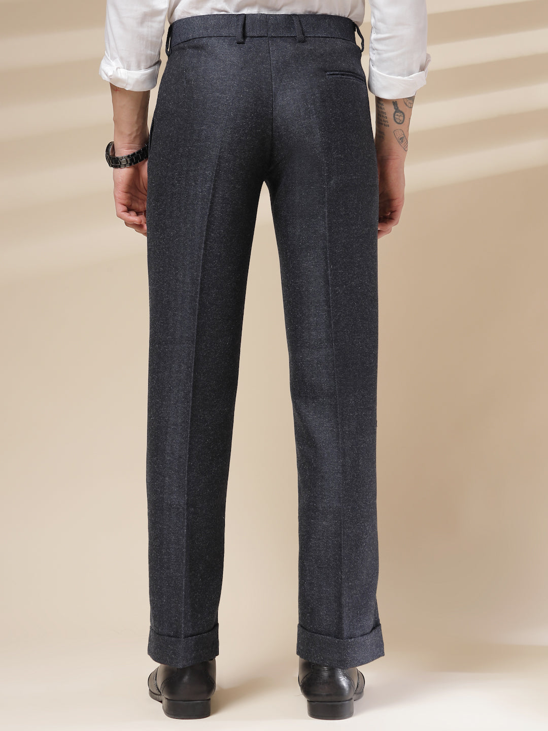 Navy Signature Flap Herringbone Gurkha Pants | Boot Cut Fit by ITALIAN VEGA®