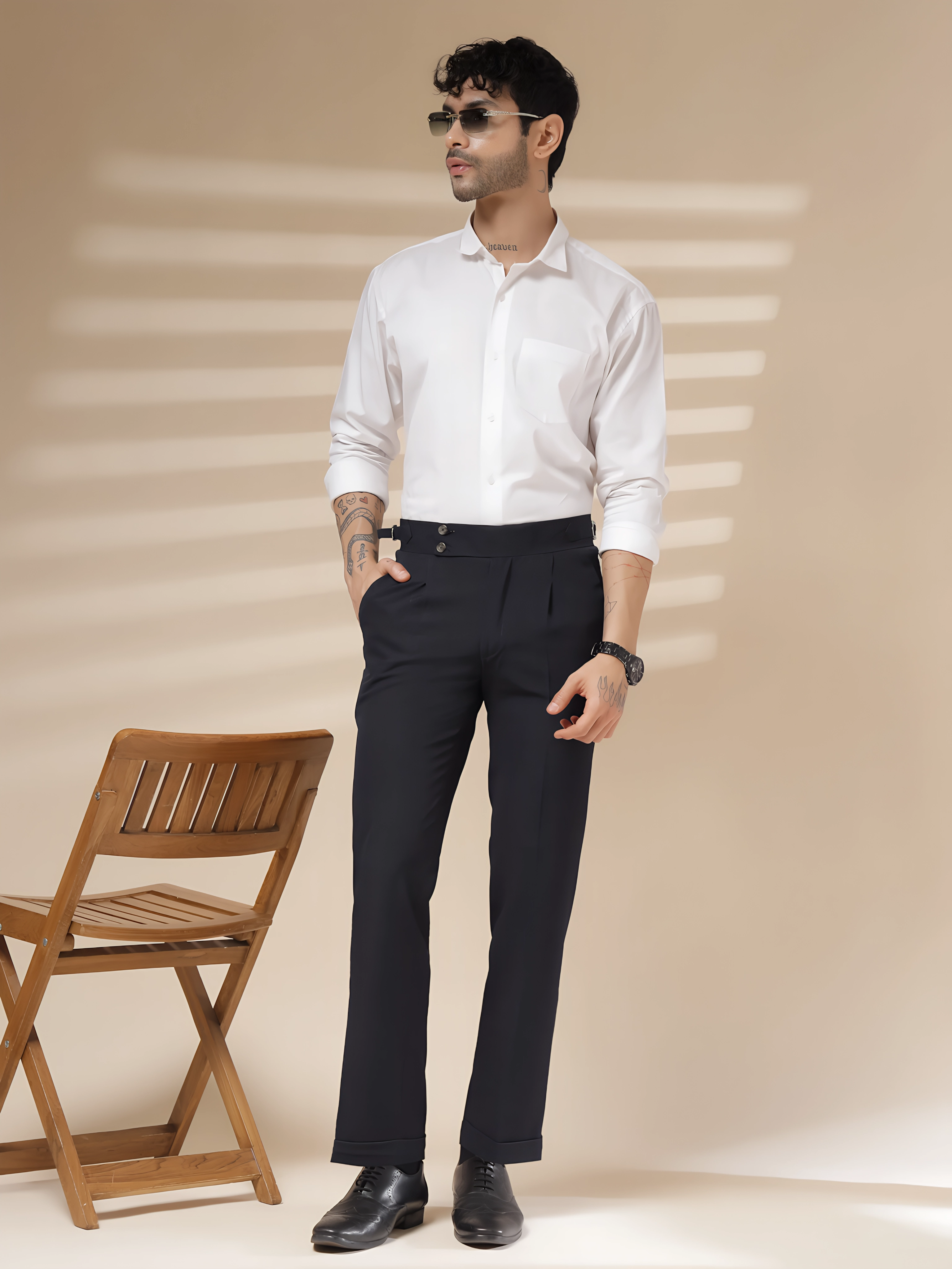 Navy Blue Signature Buttoned Gurkha Pants by ITALIAN VEGA®