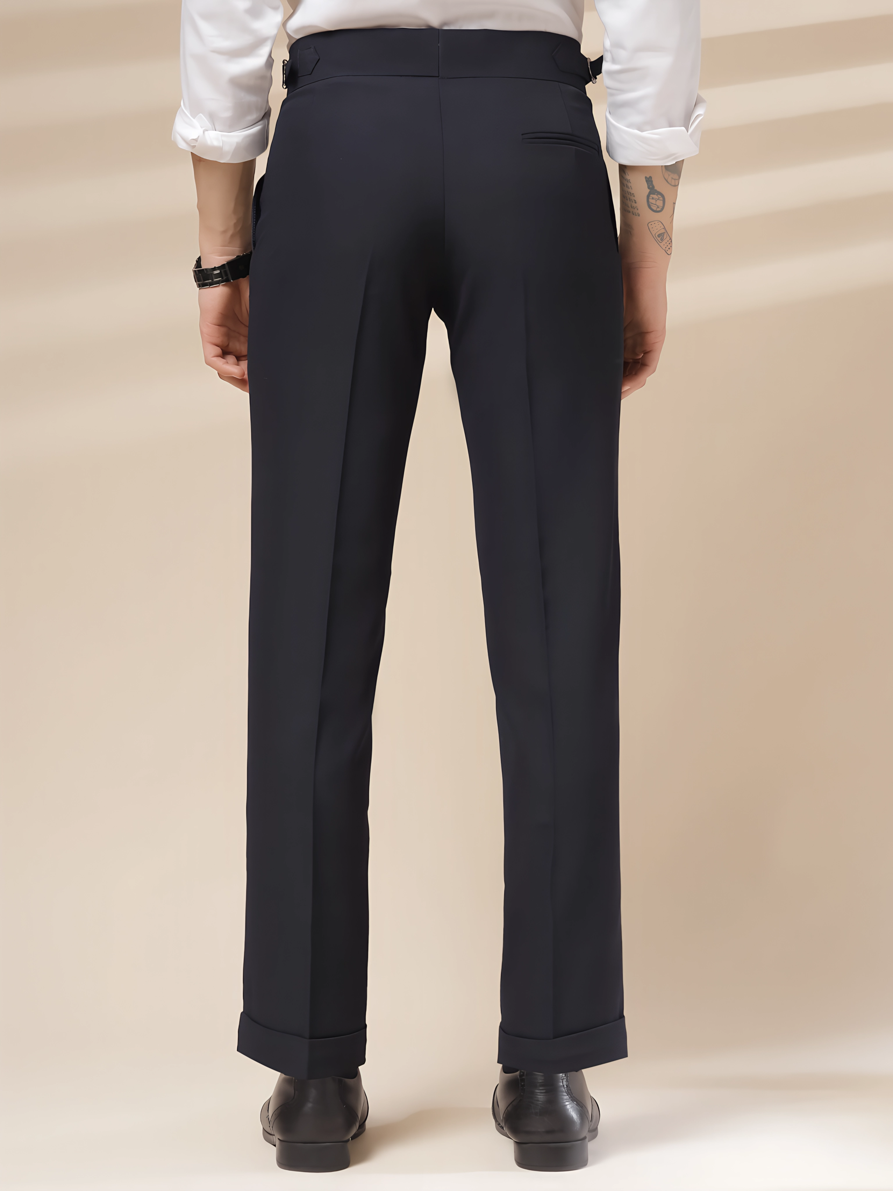 Navy Blue Signature Buttoned Gurkha Pants by ITALIAN VEGA®