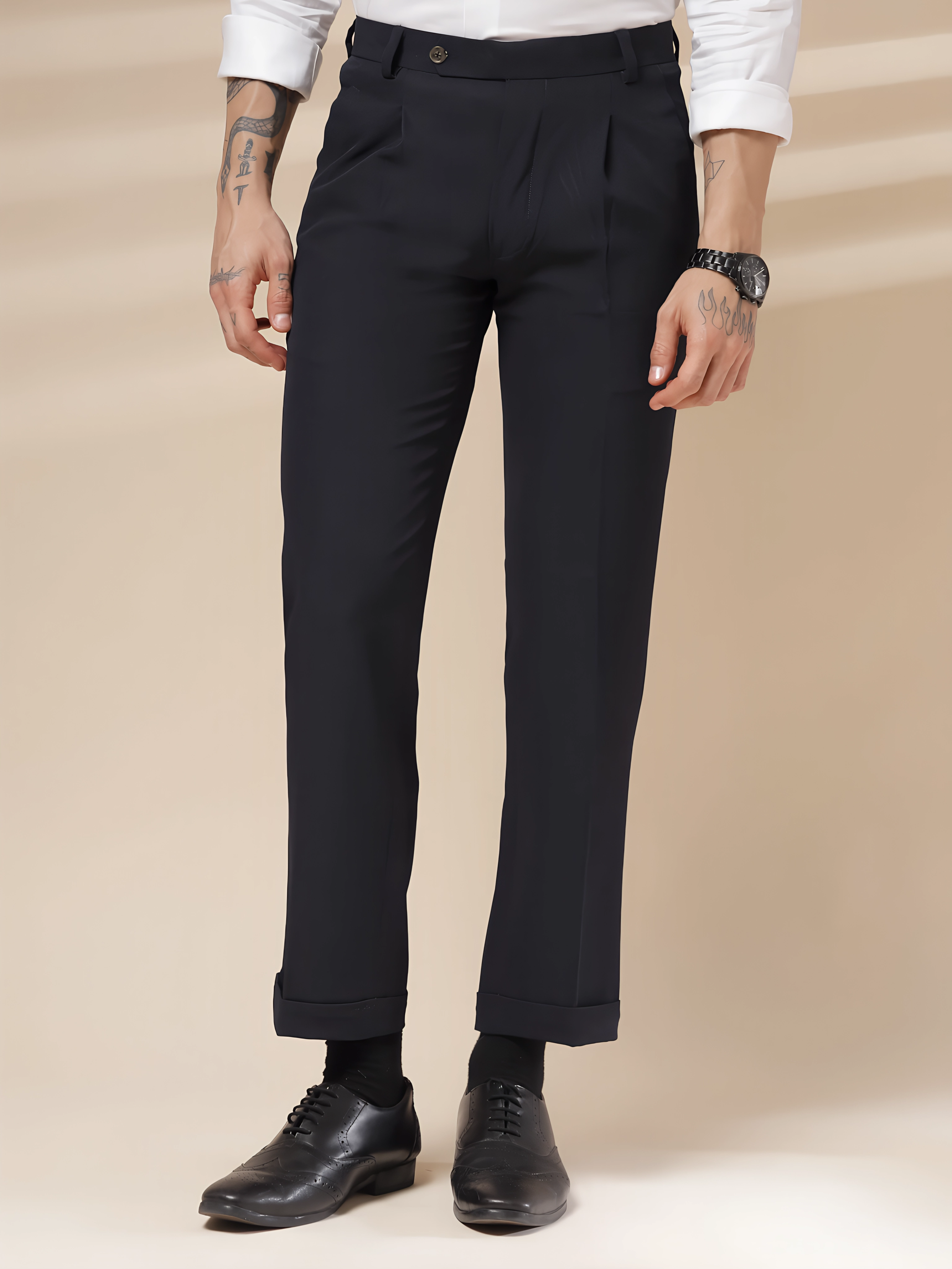 Navy Men Pleated Trouser by ITALIAN VEGA®