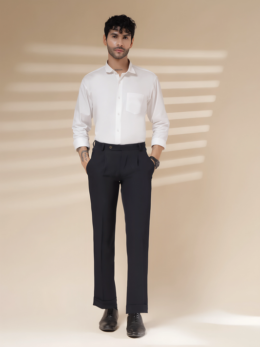 Navy Men Pleated Trouser by Italian Vega®