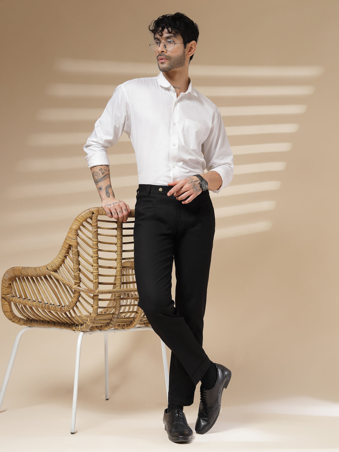 Black Formal Pleated Linen Gurkha Pants | Boot Cut Fit by ITALIAN VEGA®