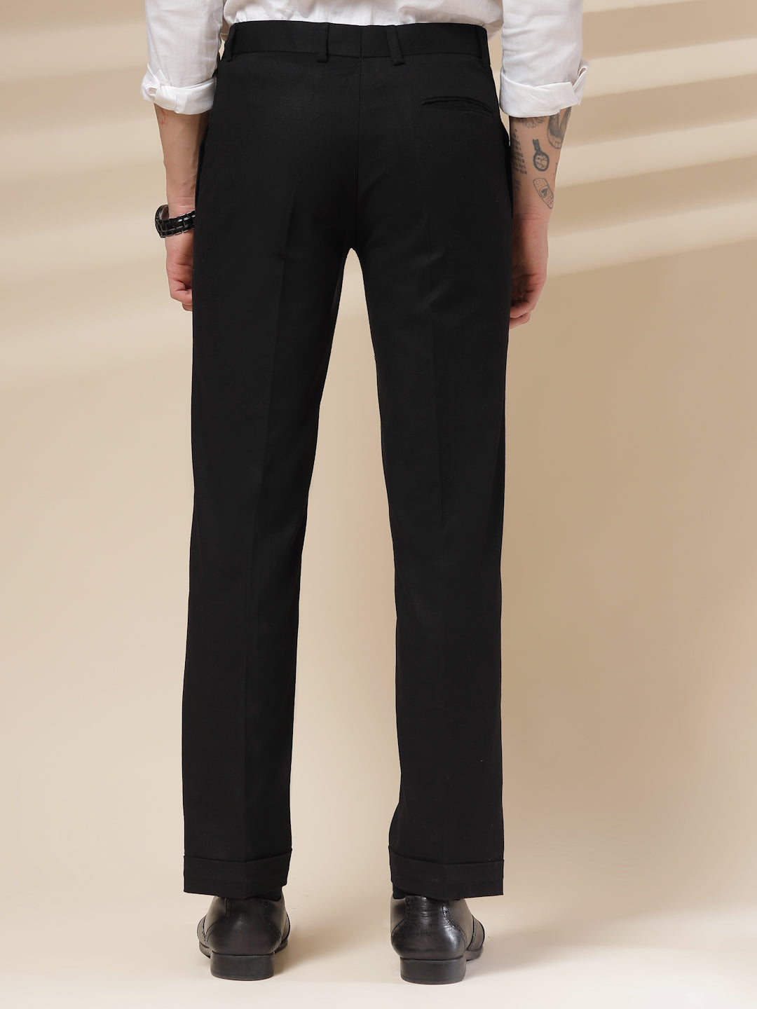 Black Formal Pleated Linen Gurkha Pants | Boot Cut Fit by ITALIAN VEGA®