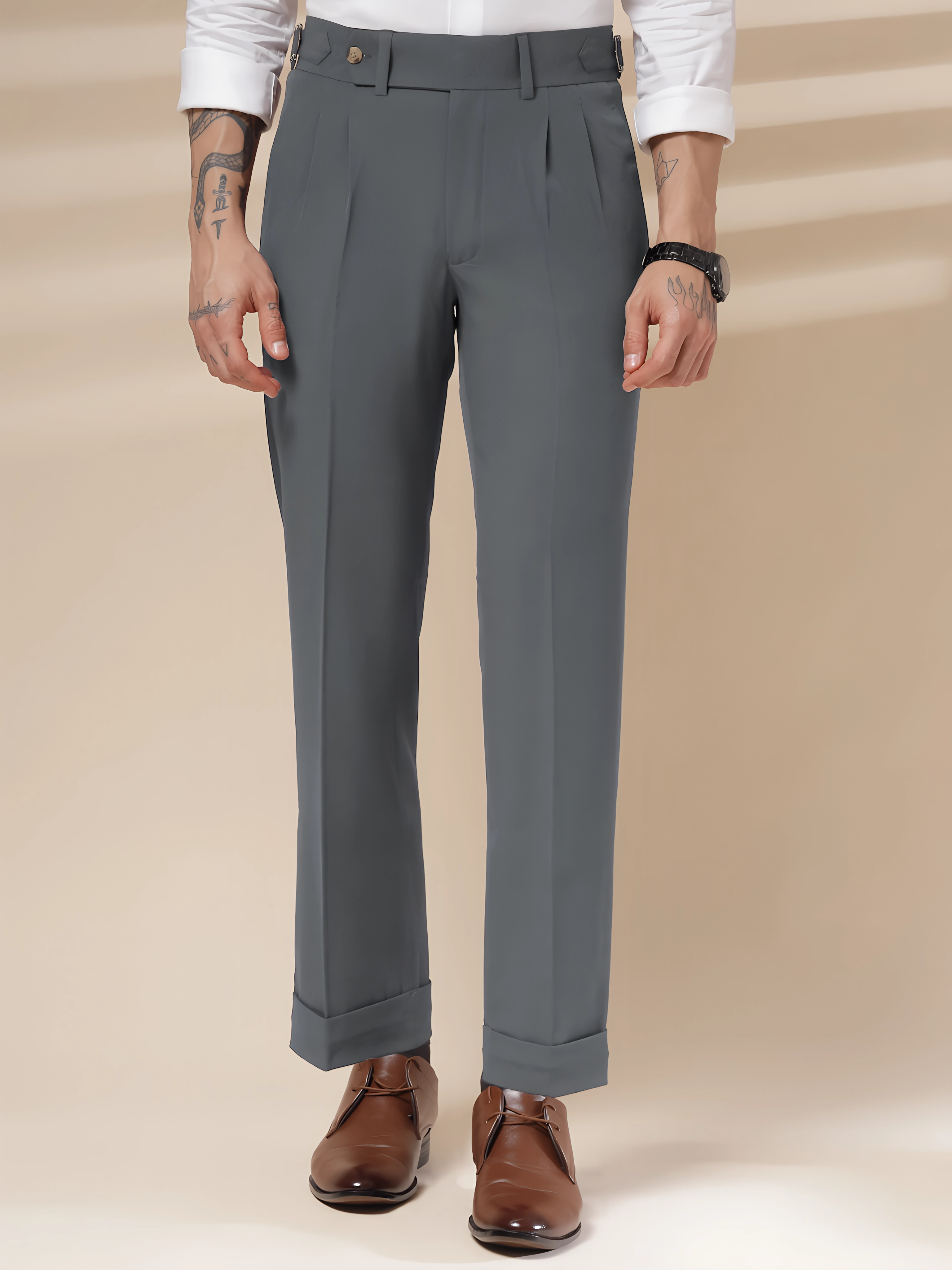 Italian Stone Grey Signature Gurkha Pants by ITALIAN VEGA®