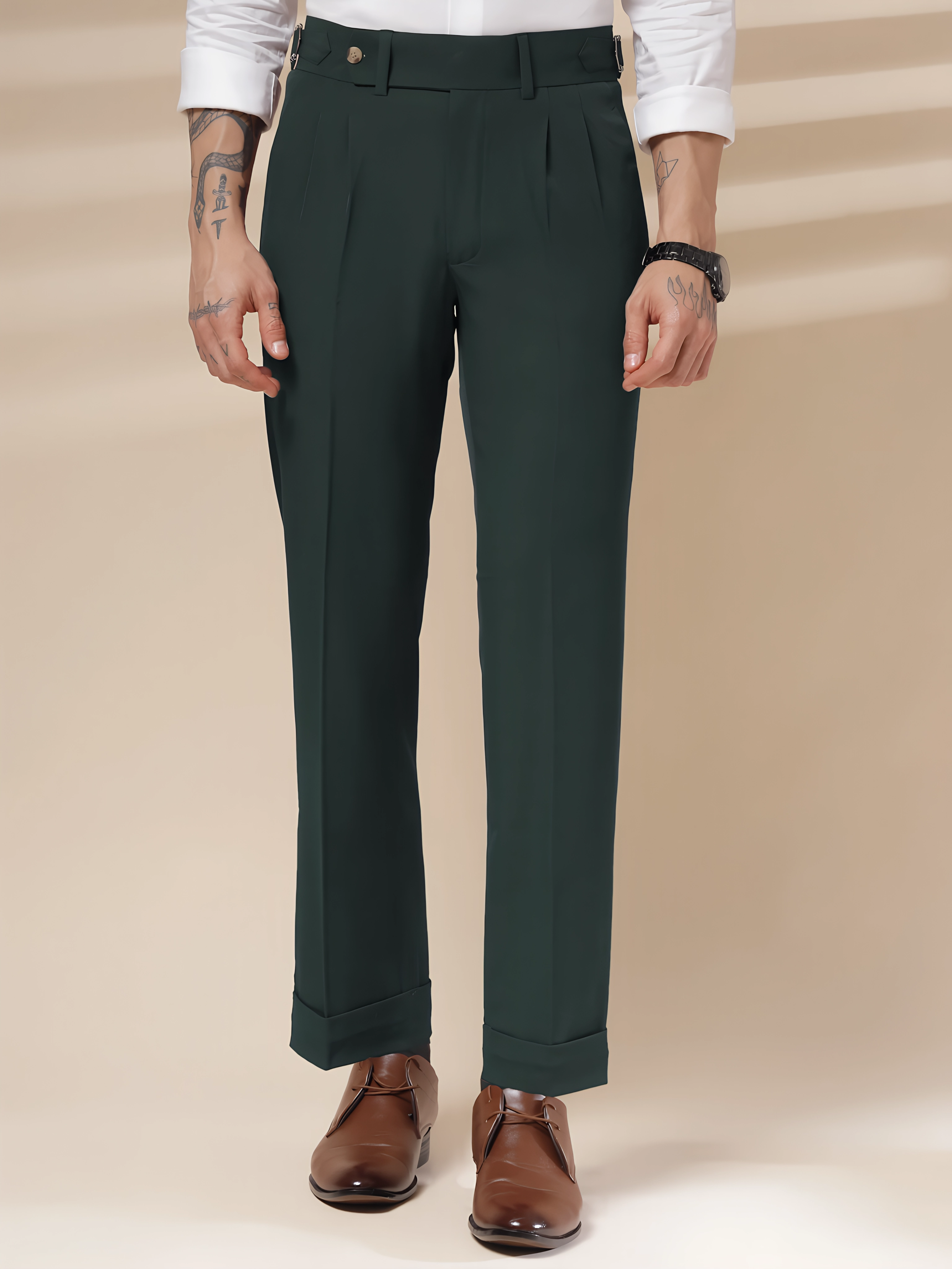 Italian Bottle Green Signature Gurkha Pants by ITALIAN VEGA®