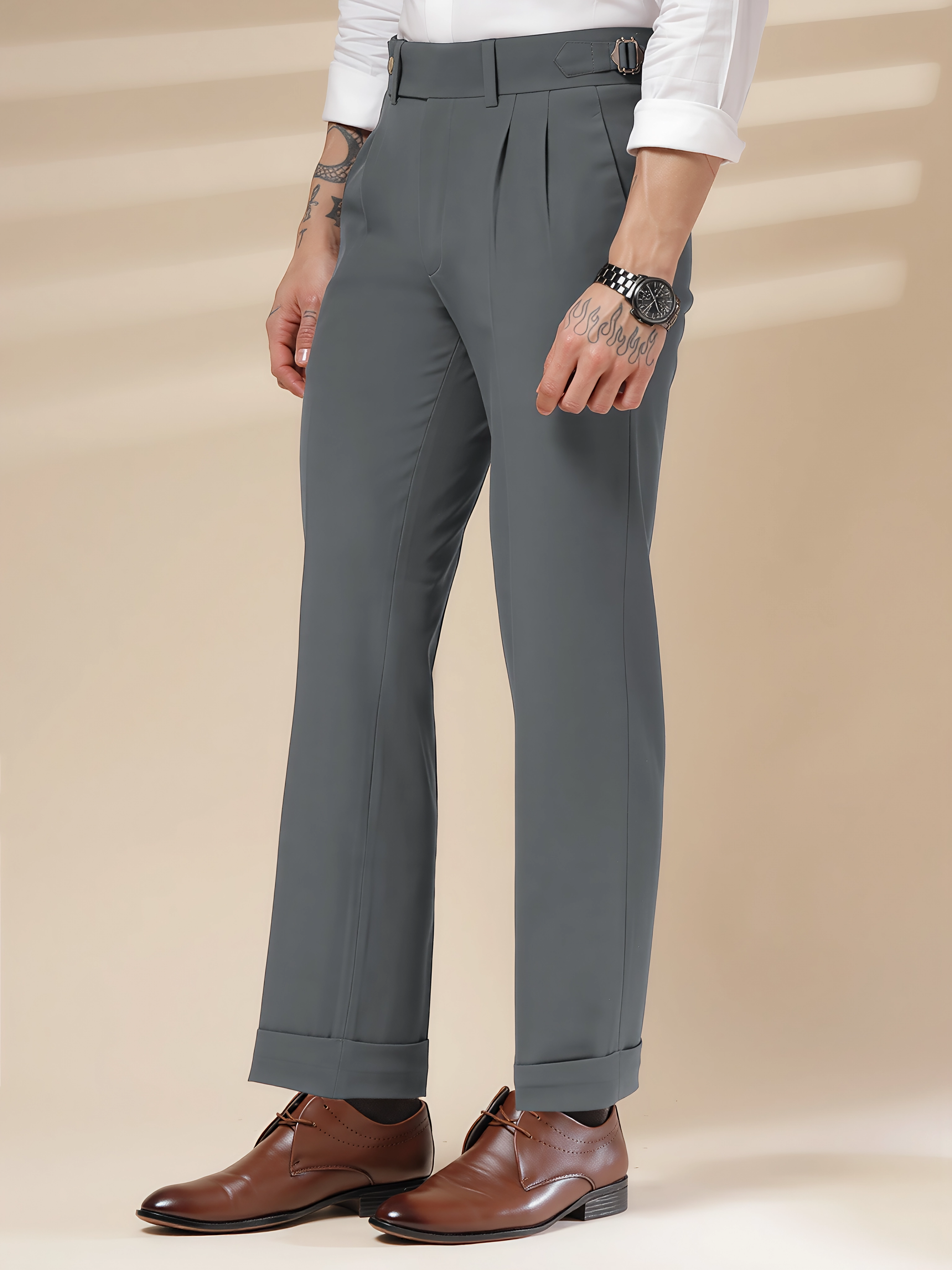 Italian Stone Grey Signature Gurkha Pants by ITALIAN VEGA®