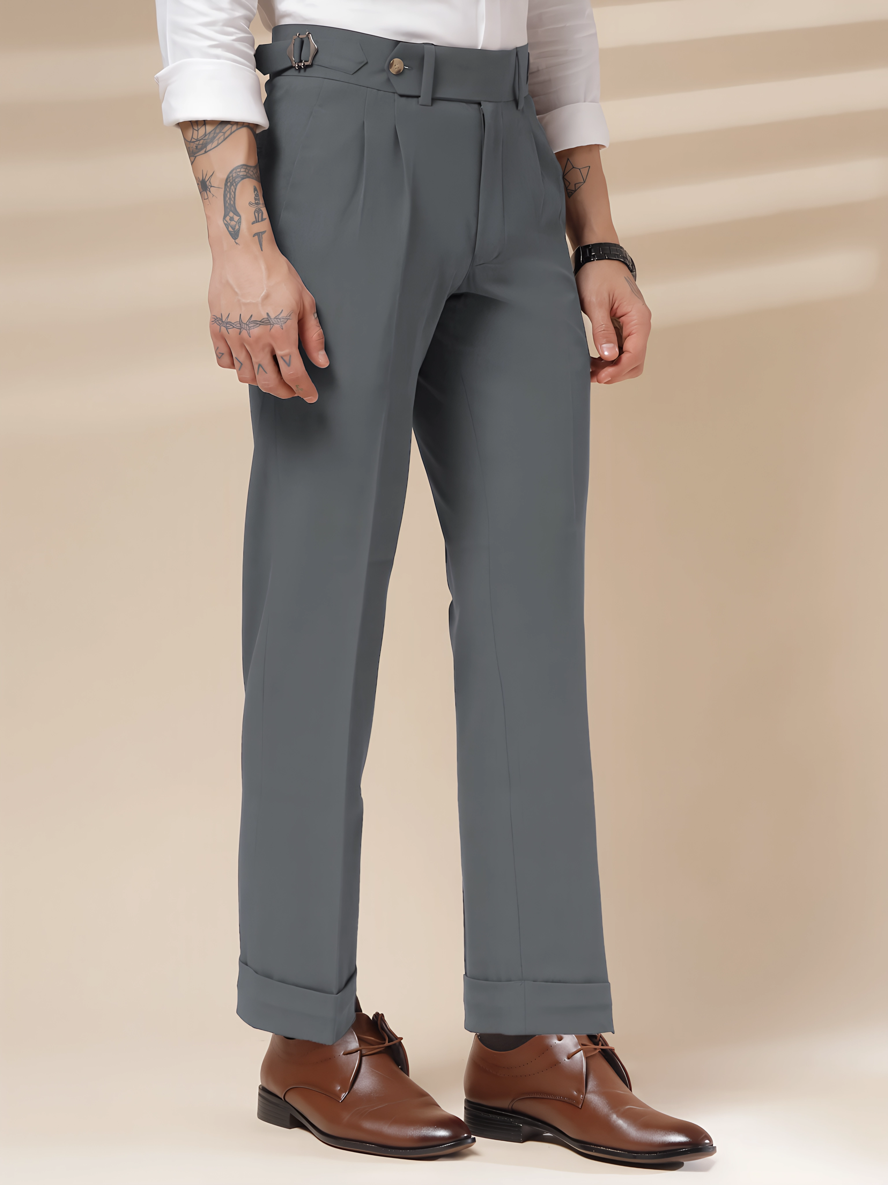 Italian Stone Grey Signature Gurkha Pants by ITALIAN VEGA®