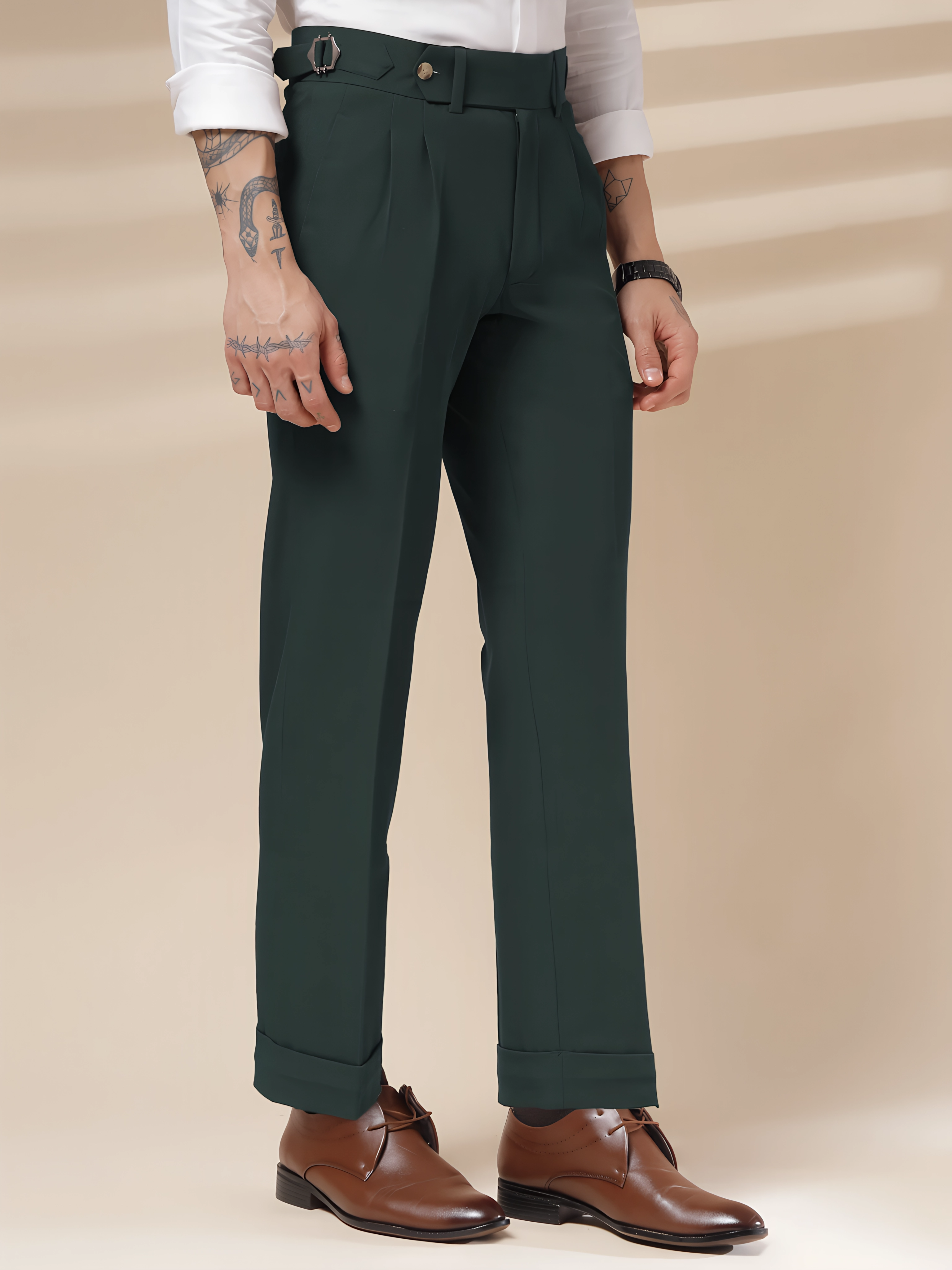 Italian Bottle Green Signature Gurkha Pants by ITALIAN VEGA®