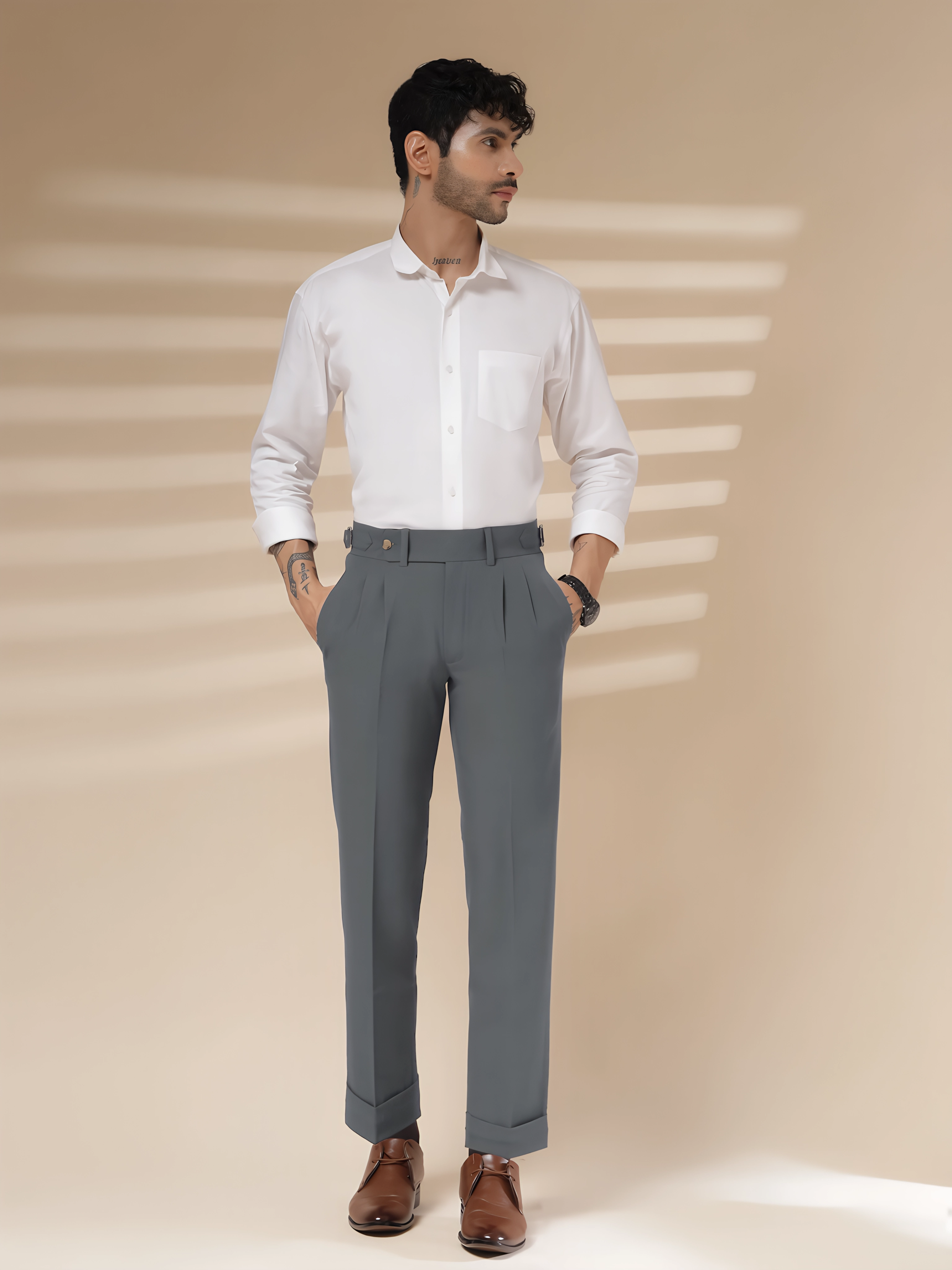 Italian Stone Grey Signature Gurkha Pants by ITALIAN VEGA®