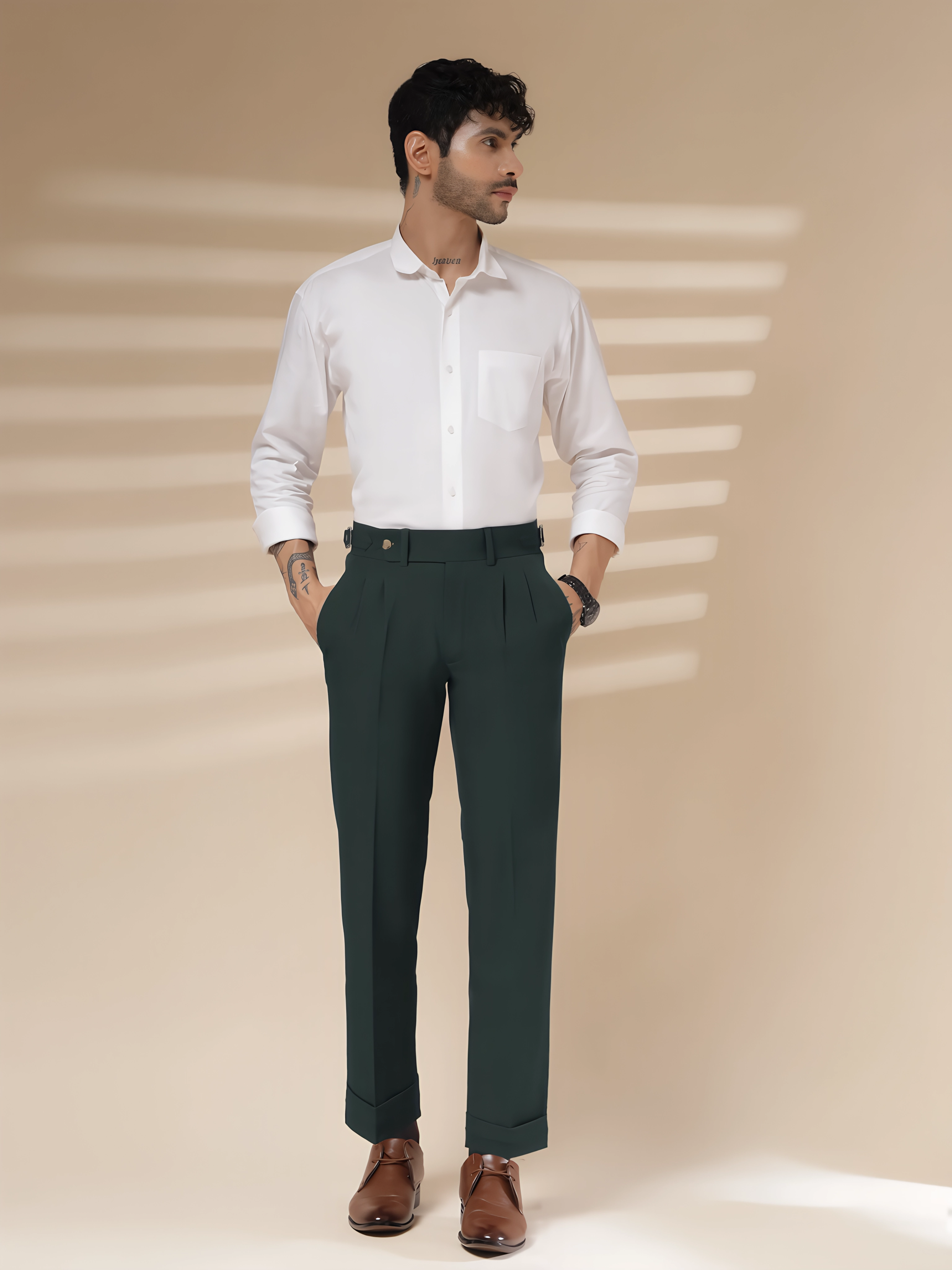 Italian Bottle Green Signature Gurkha Pants by ITALIAN VEGA®