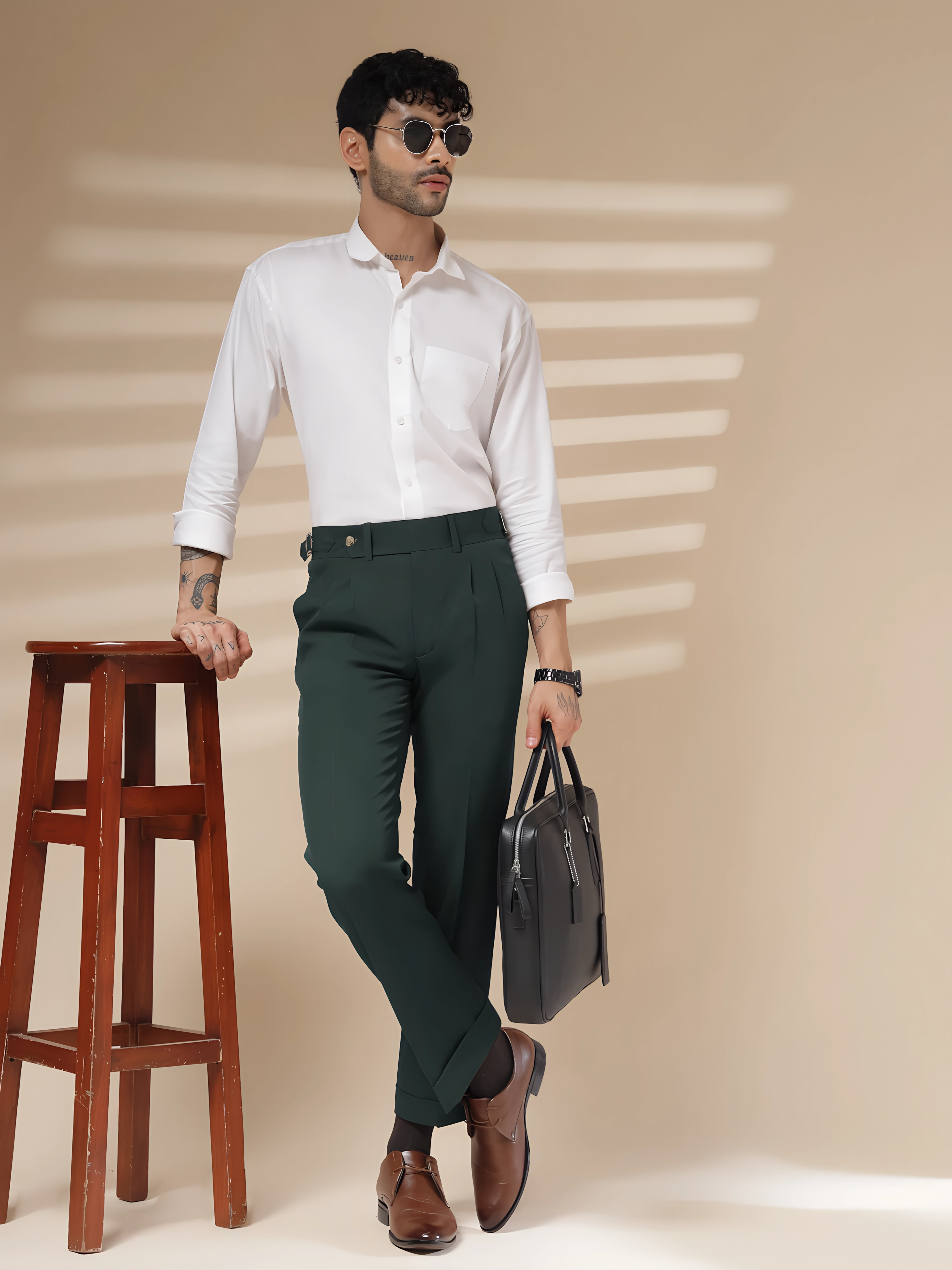 Italian Bottle Green Signature Gurkha Pants by ITALIAN VEGA®