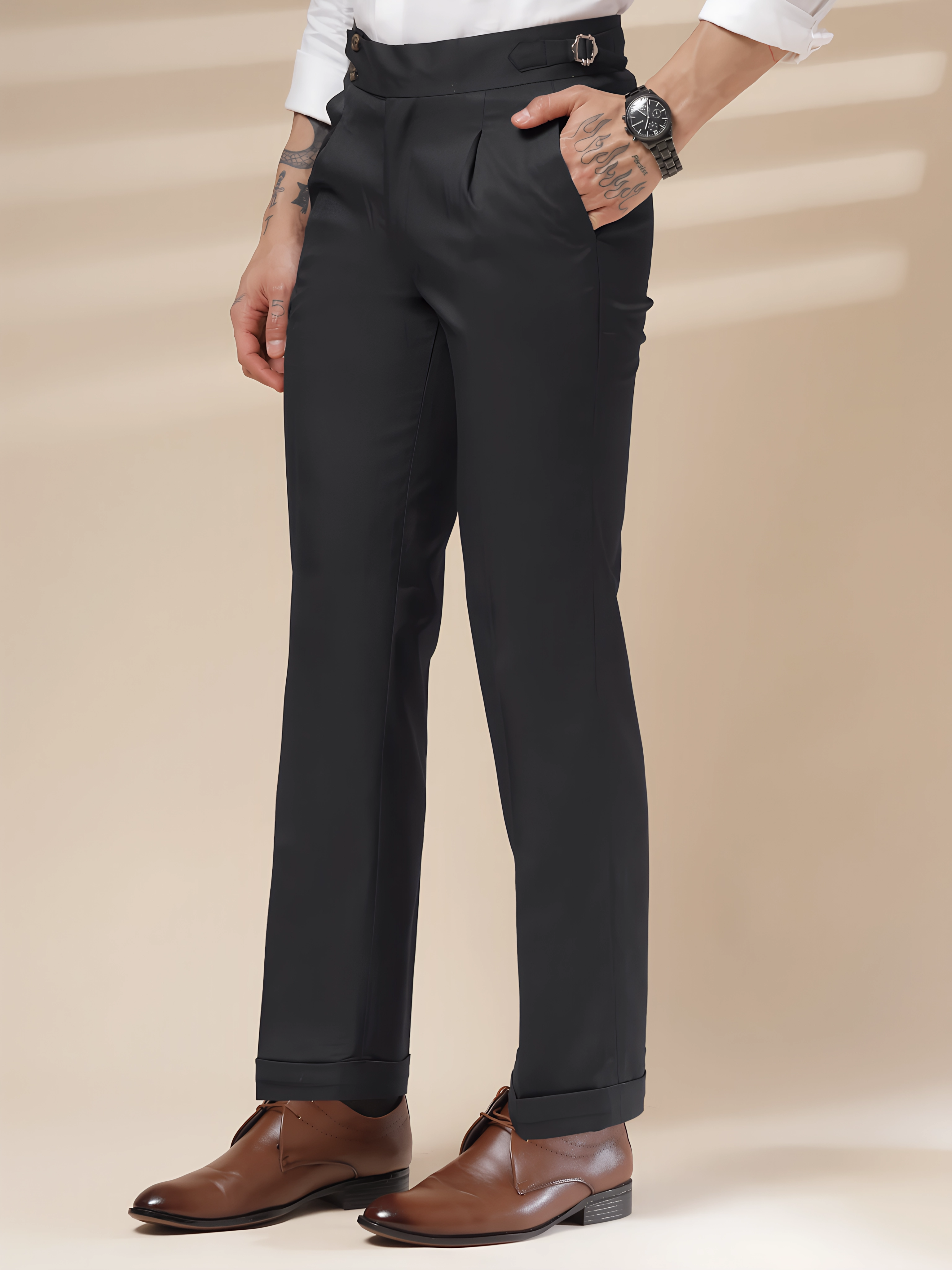 Black Signature Buttoned Gurkha Pants by ITALIAN VEGA®